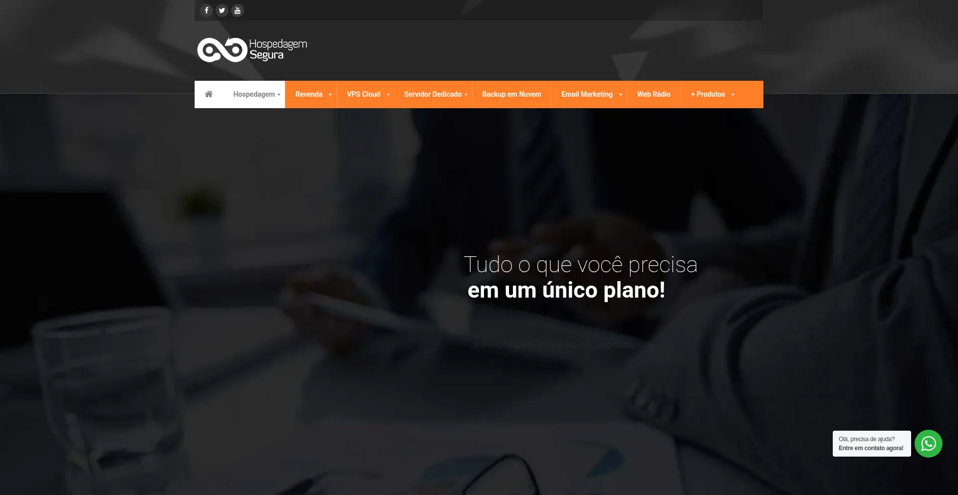 Website screenshot of Hospedagemsegura.com.br