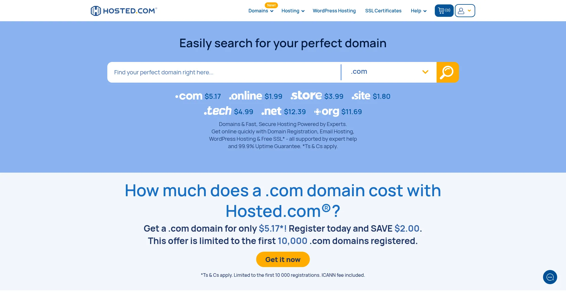 Hosted.com Screenshot