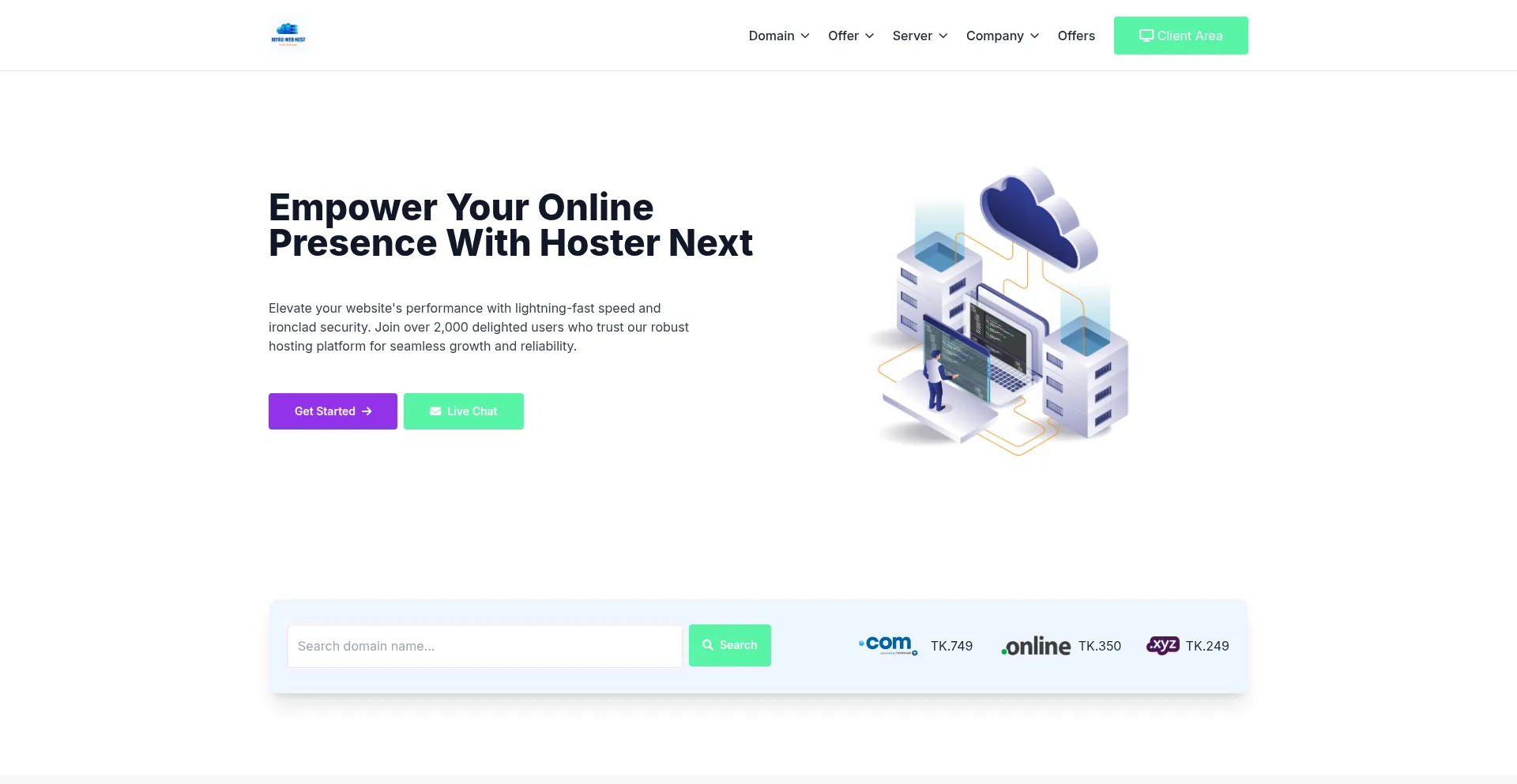 Website screenshot of Hosternext.com