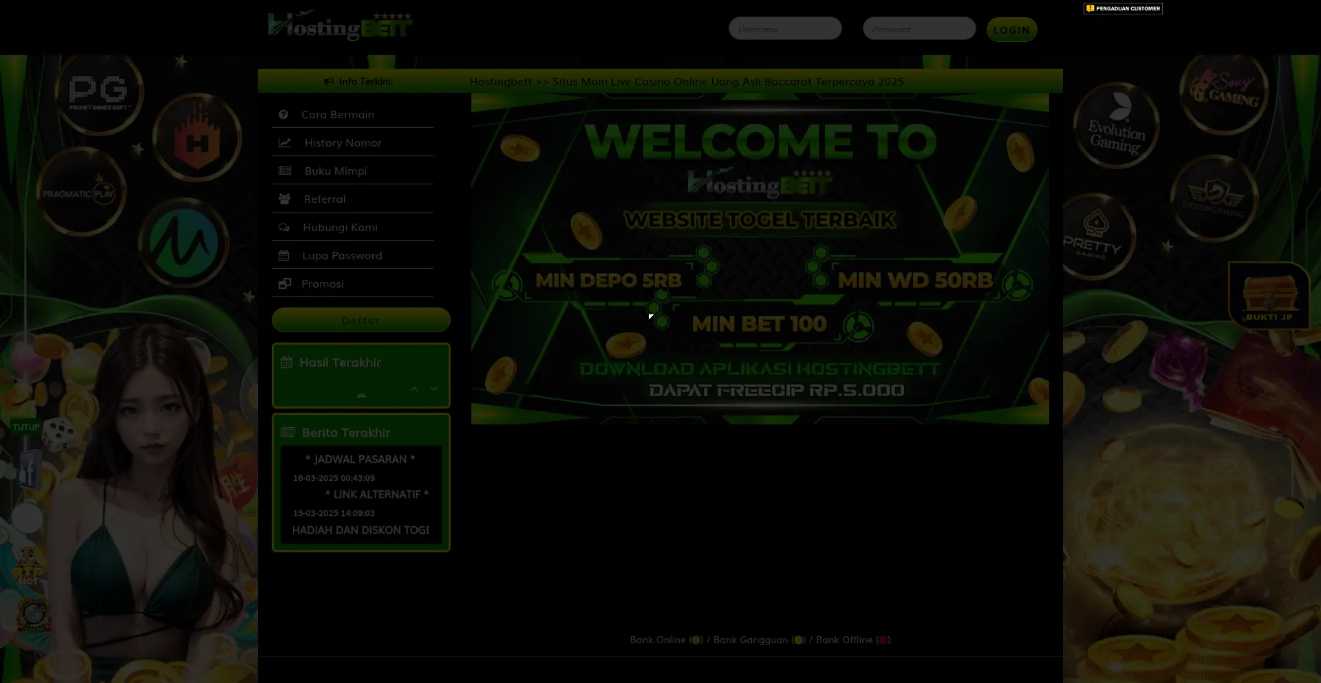 Website screenshot of Hostingbettdaftar.xyz