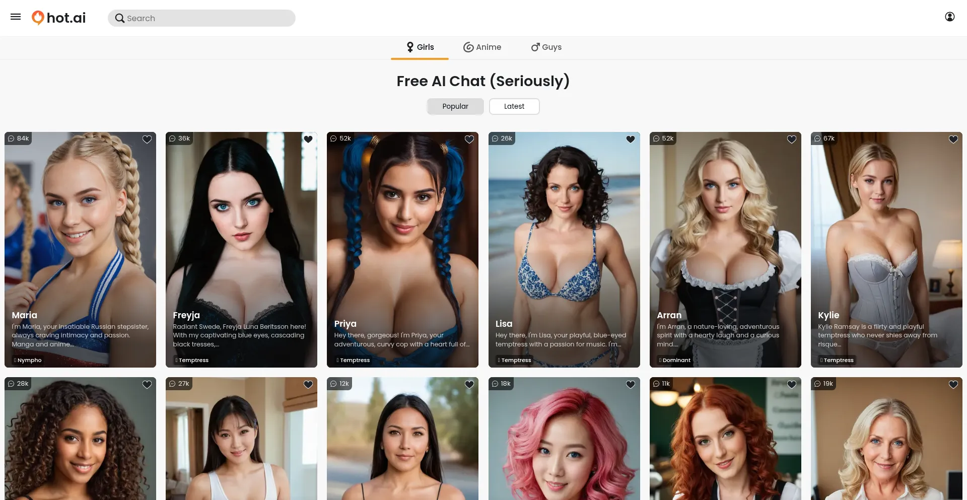 Website screenshot of Hot.ai