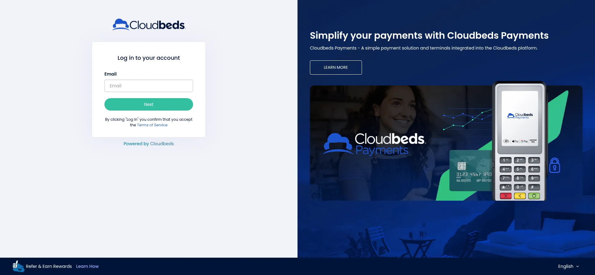 Website screenshot of Hoteles.cloudbeds.com
