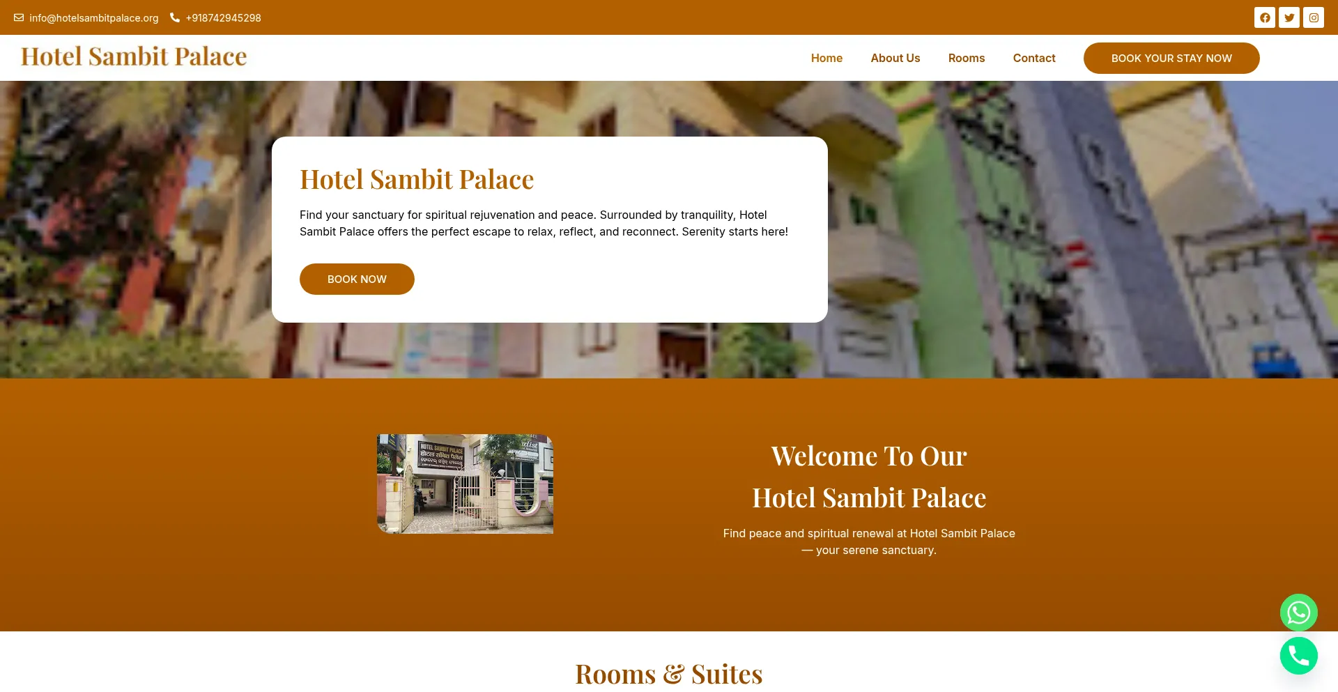 Website screenshot of Hotelsambitpalace.org