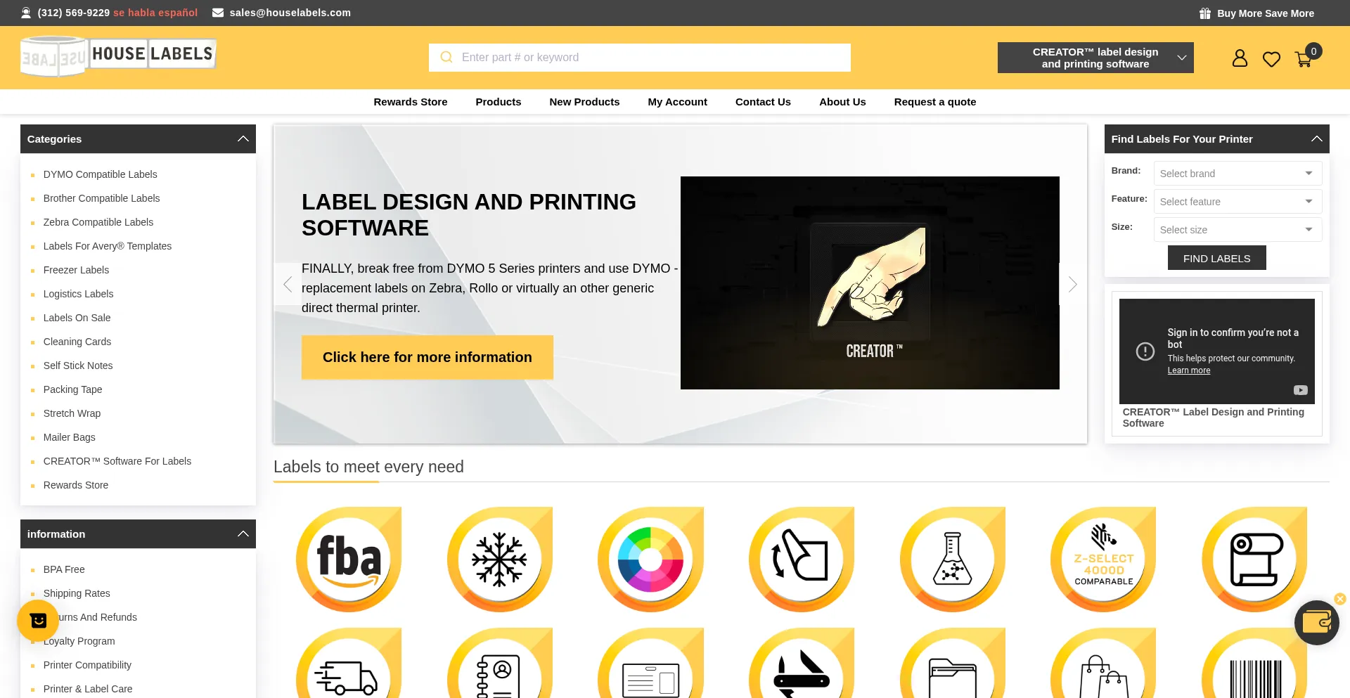 Website screenshot of Houselabels.com