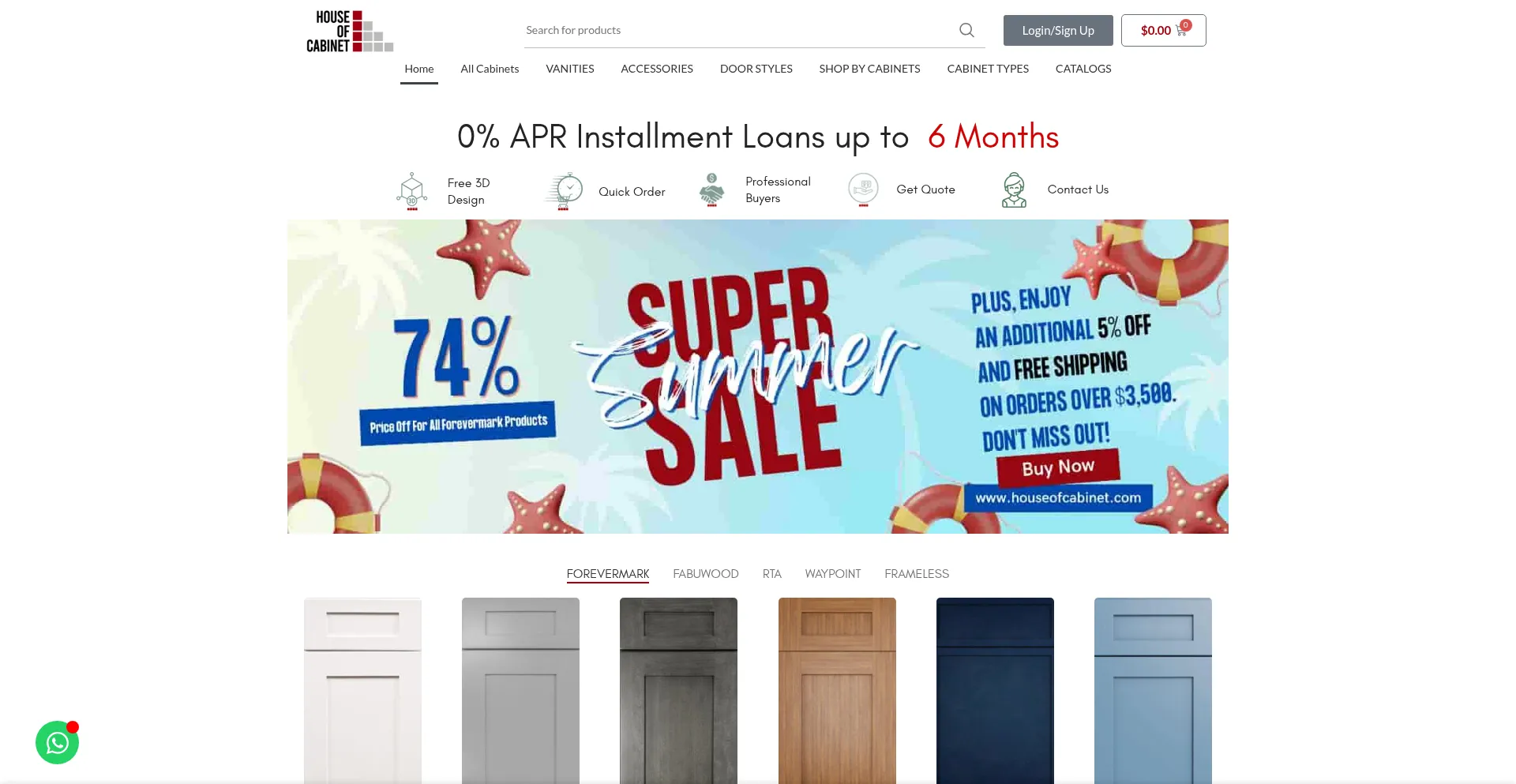 Website screenshot of Houseofcabinet.com