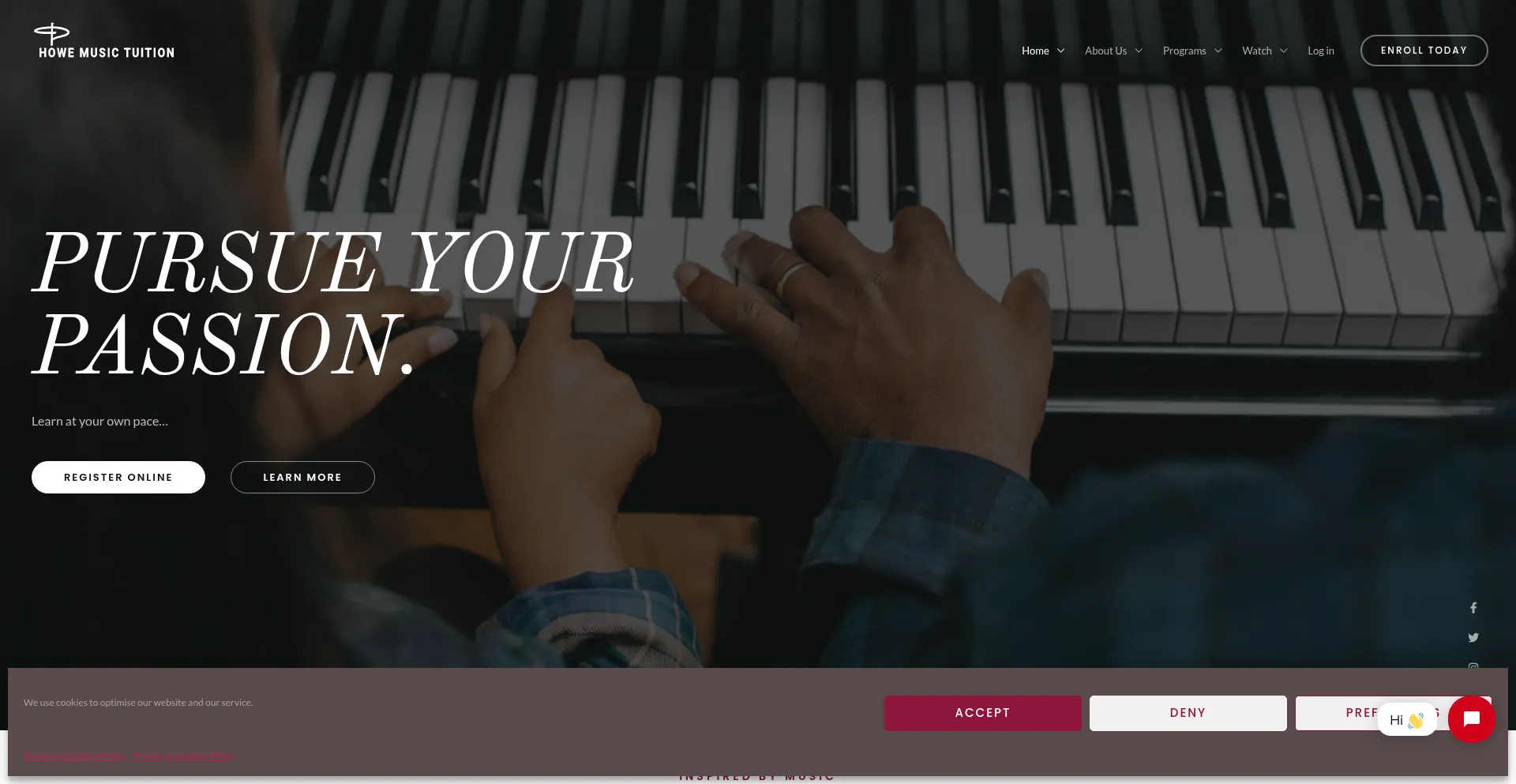 Website screenshot of Howemusic.com