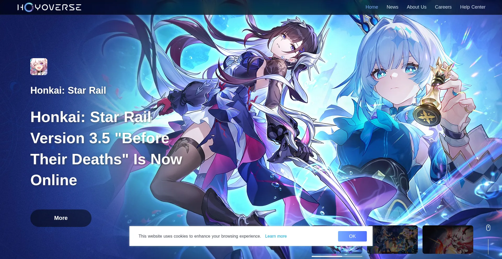 Website screenshot of Hoyoverse.com