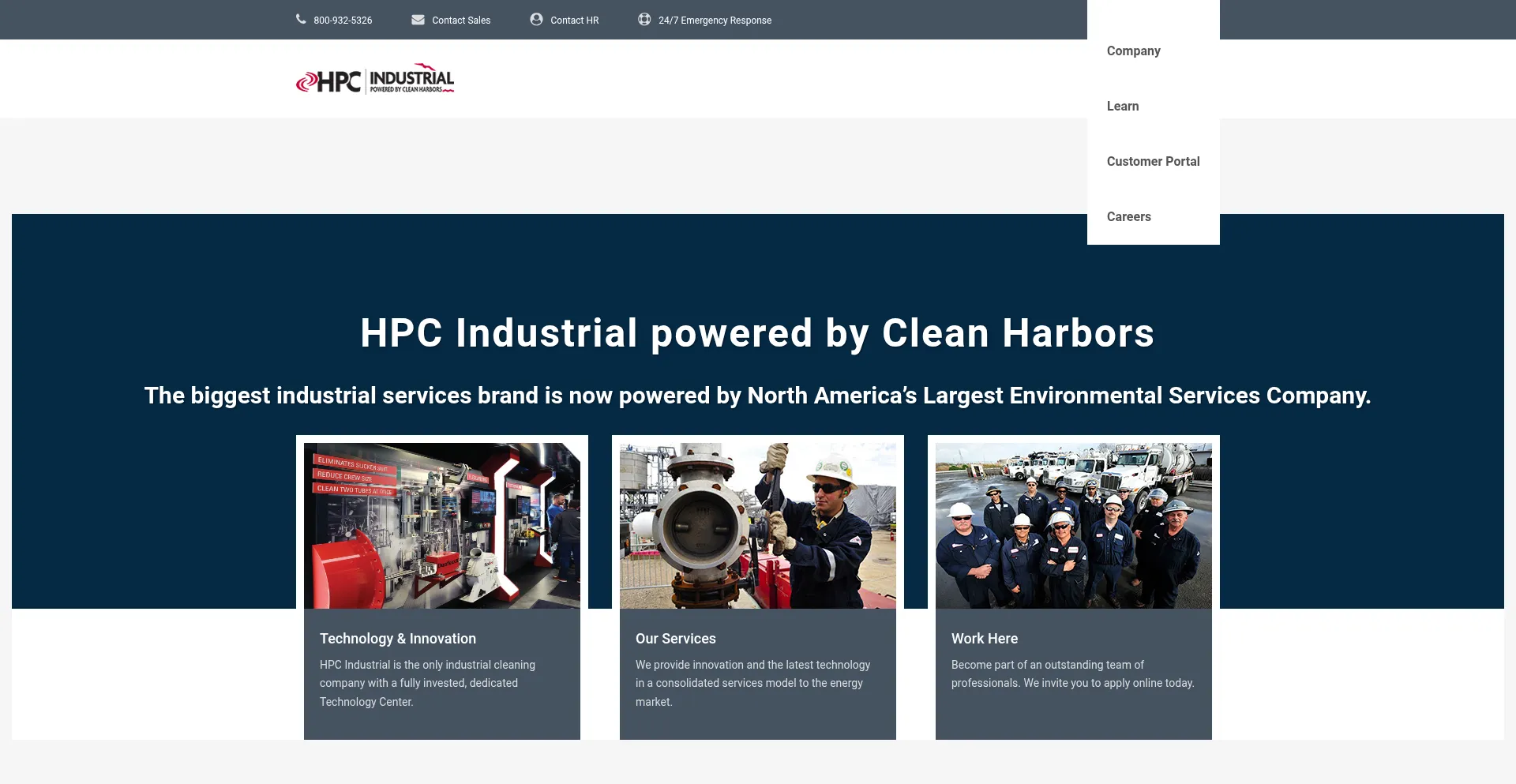Website screenshot of Hpc-industrial.com