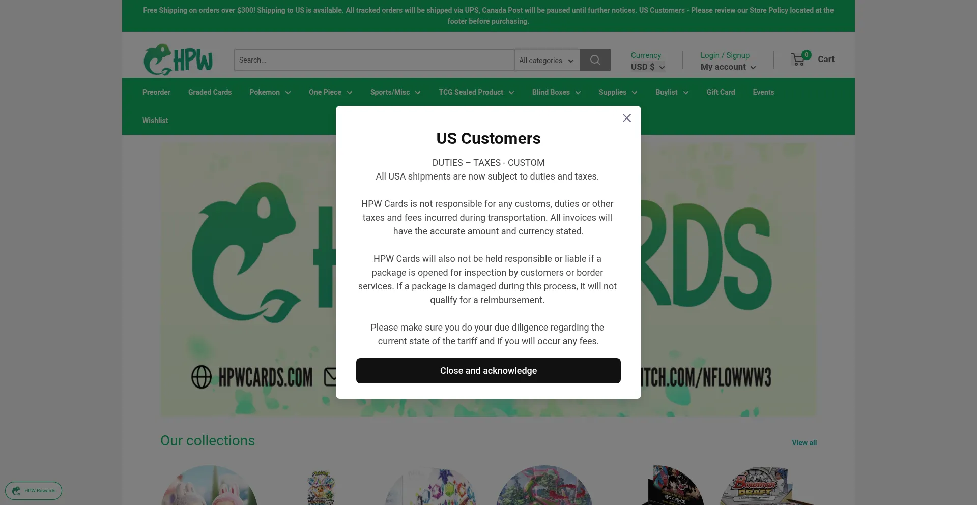 Website screenshot of Hpwcards.com