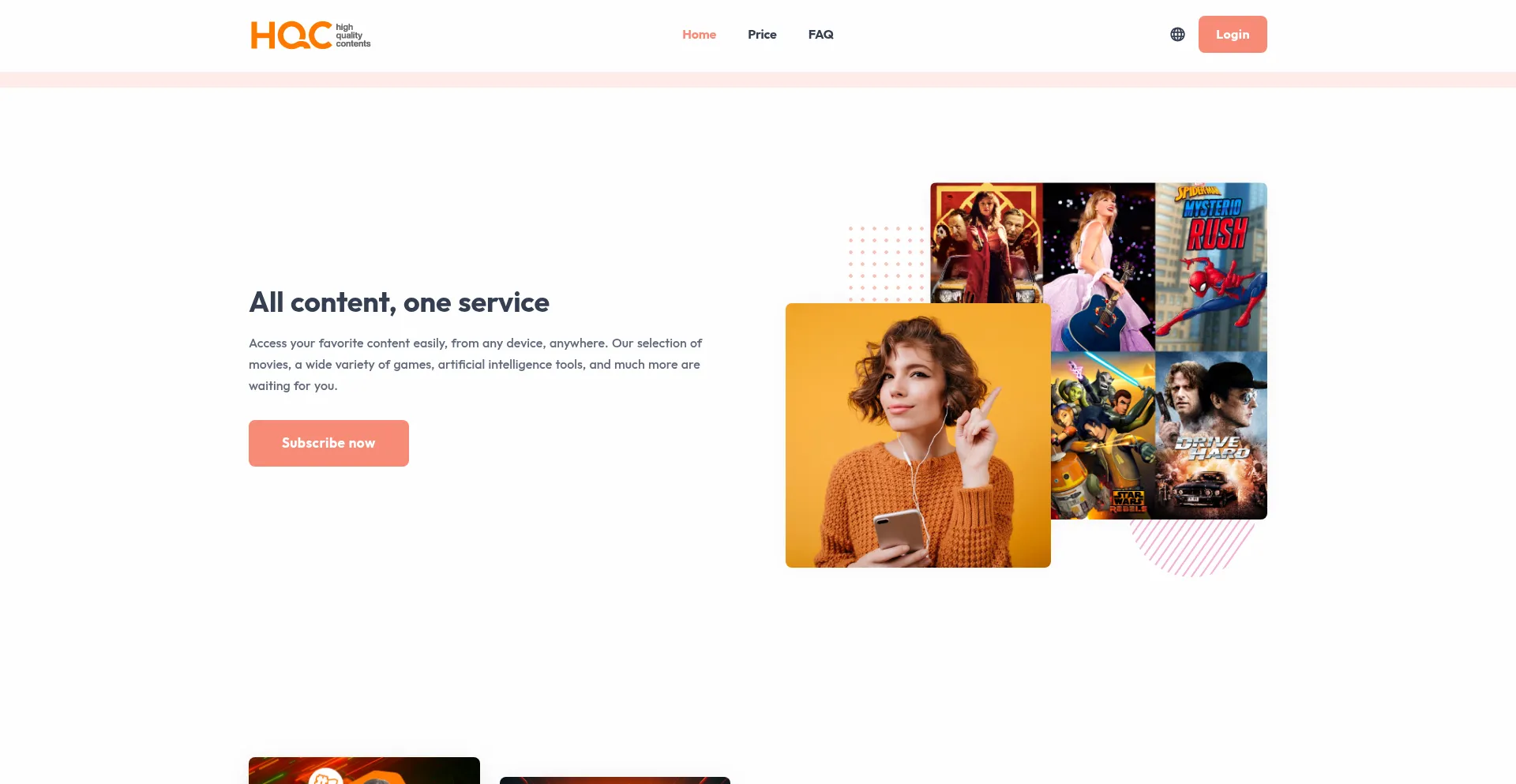 Website screenshot of Hqcontents.com