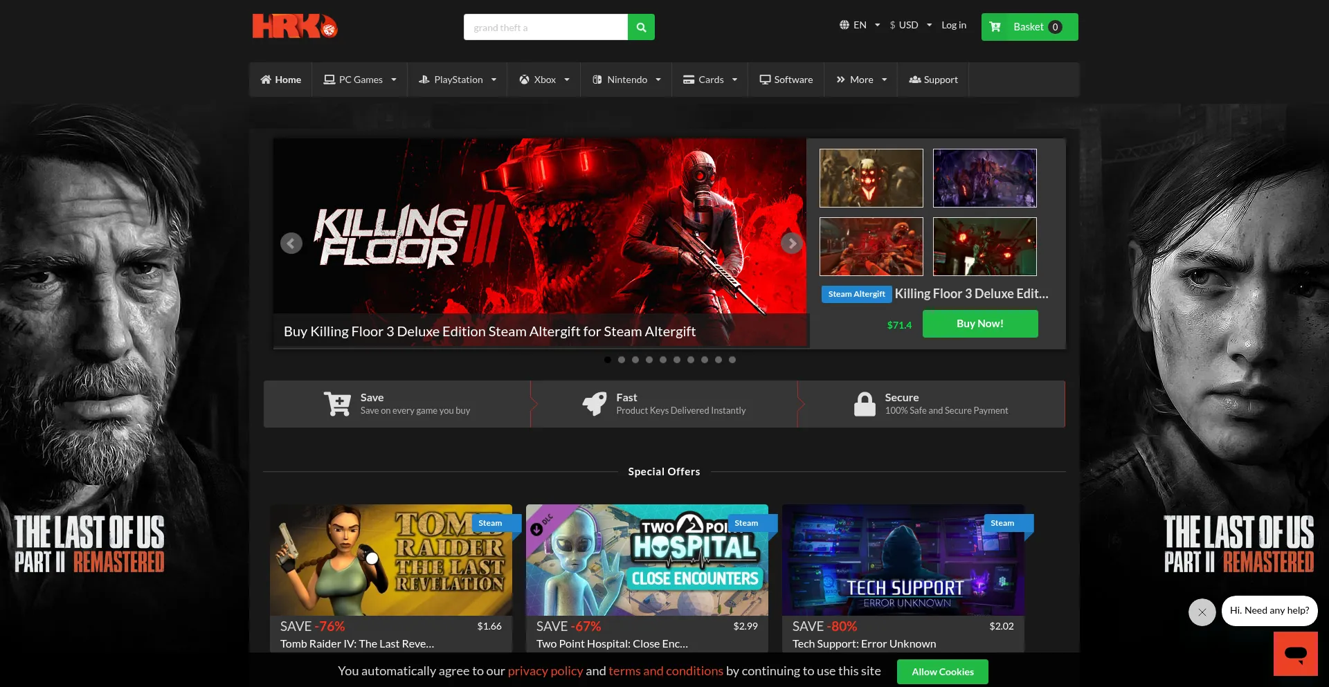 Website screenshot of Hrkgame.com