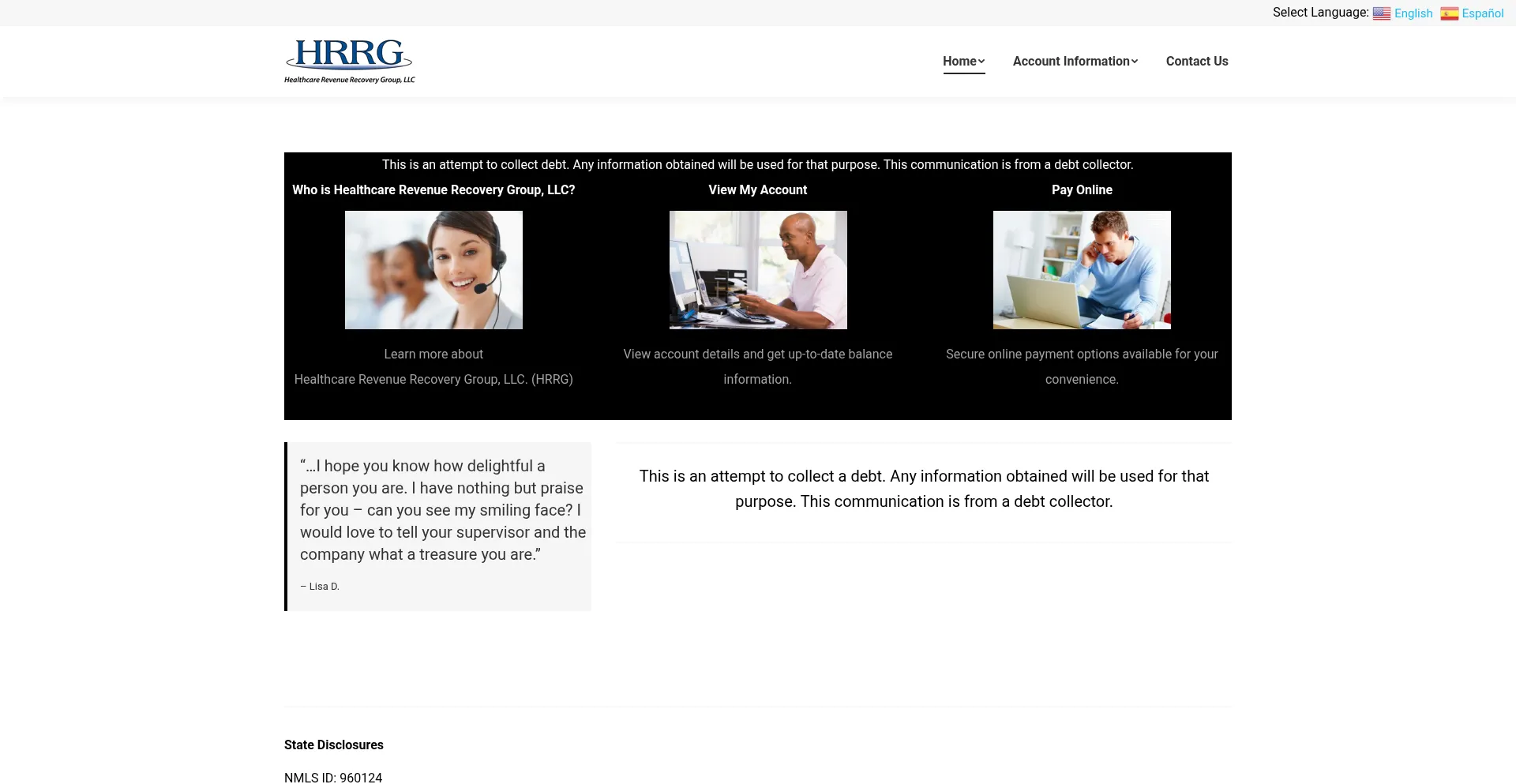 Website screenshot of Hrrgcollections.com