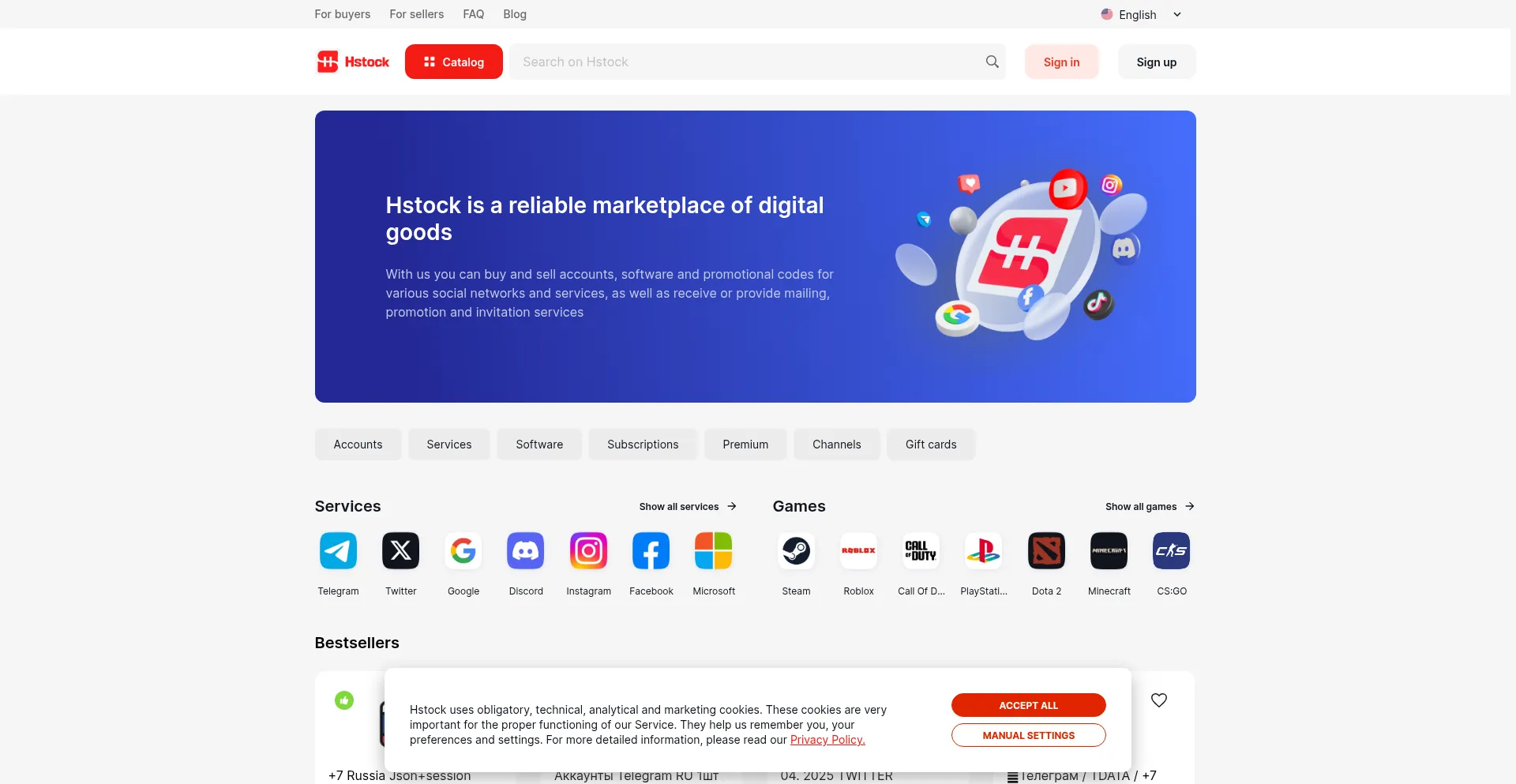 Website screenshot of Hstock.org