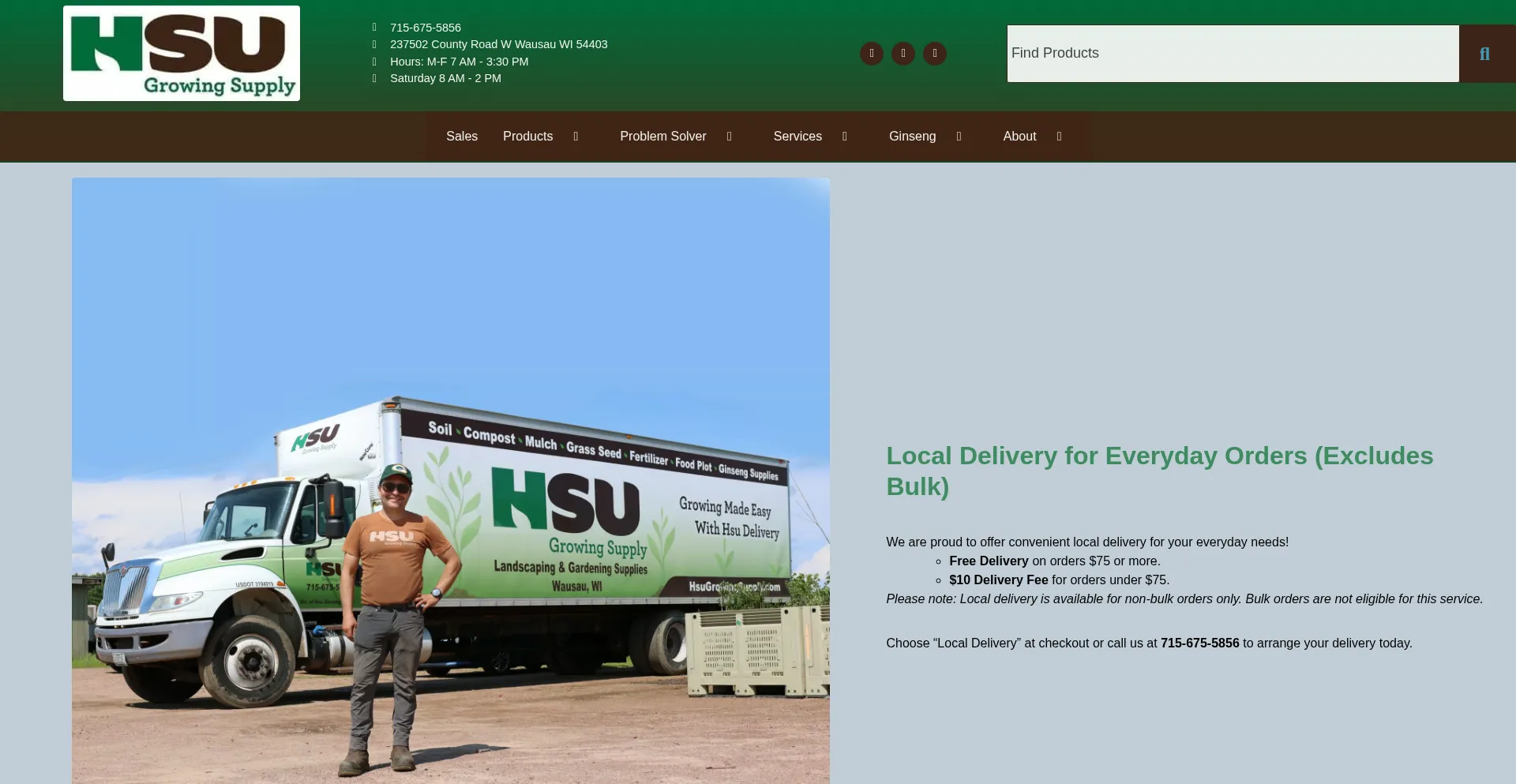 Website screenshot of Hsugrowingsupply.com