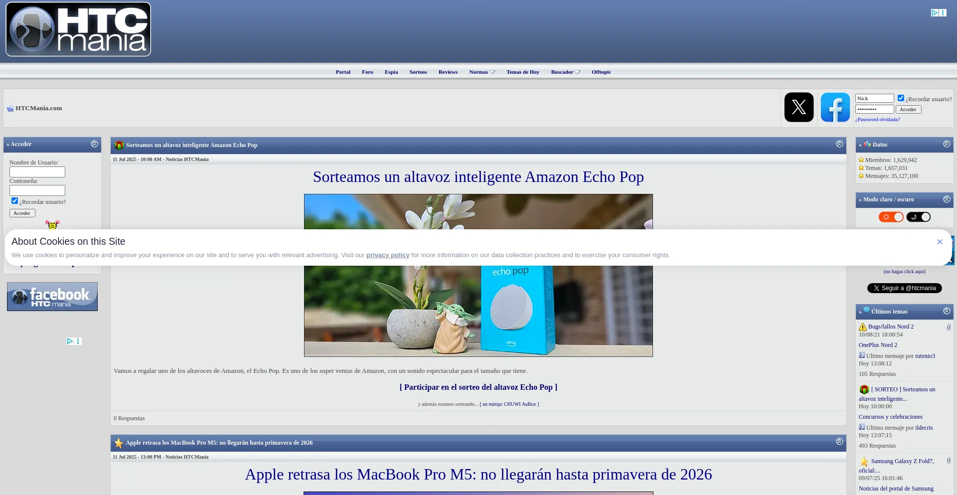 Website screenshot of Htcmania.com