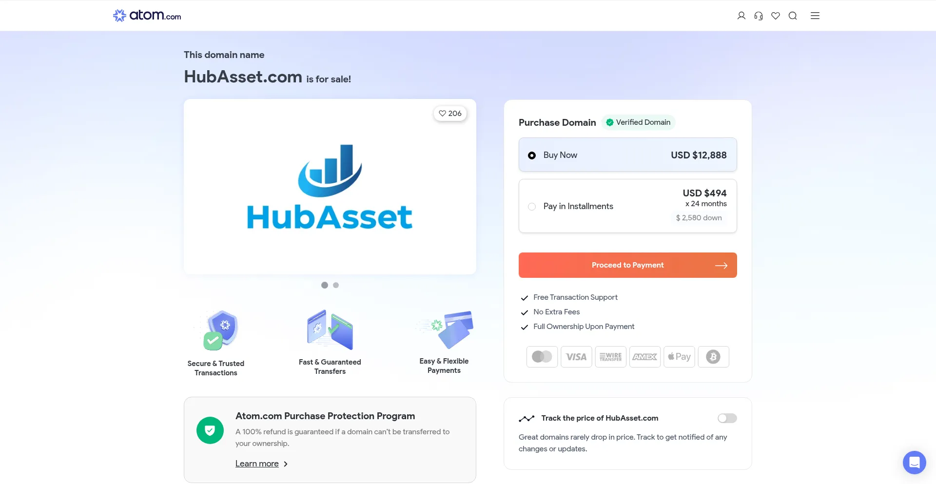 Website screenshot of Hubasset.com