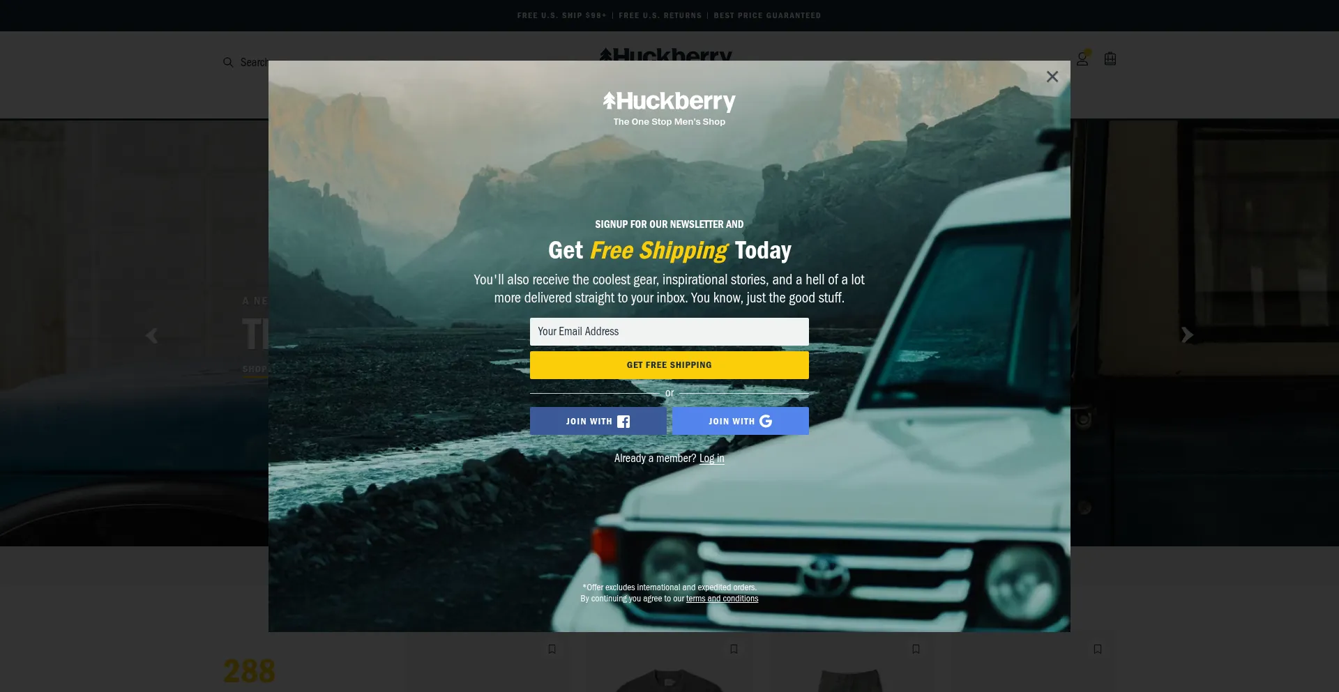 Website screenshot of Huckberry.com