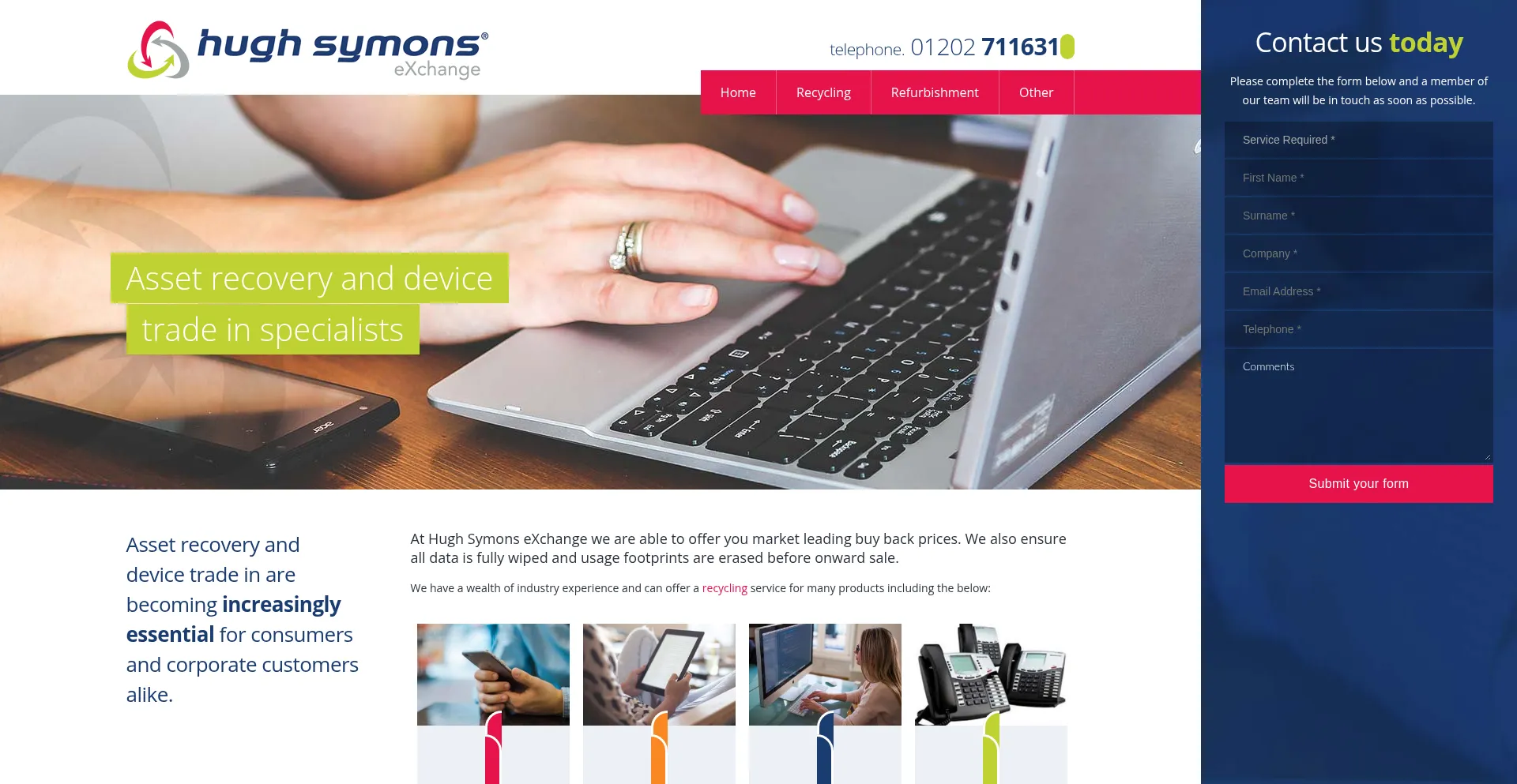 Website screenshot of Hughsymonsx.com