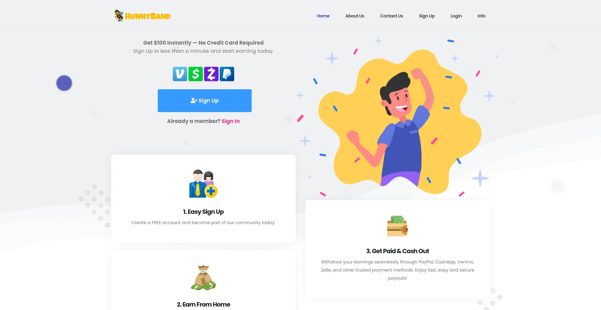 Website screenshot of Hunnyband.com