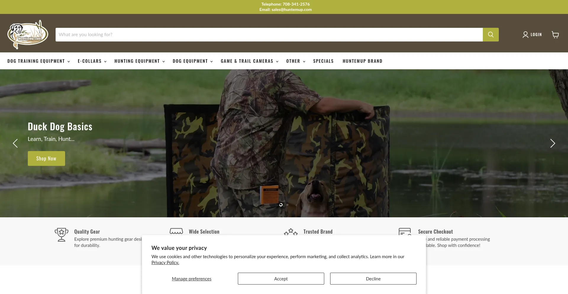 Website screenshot of Huntemup.com