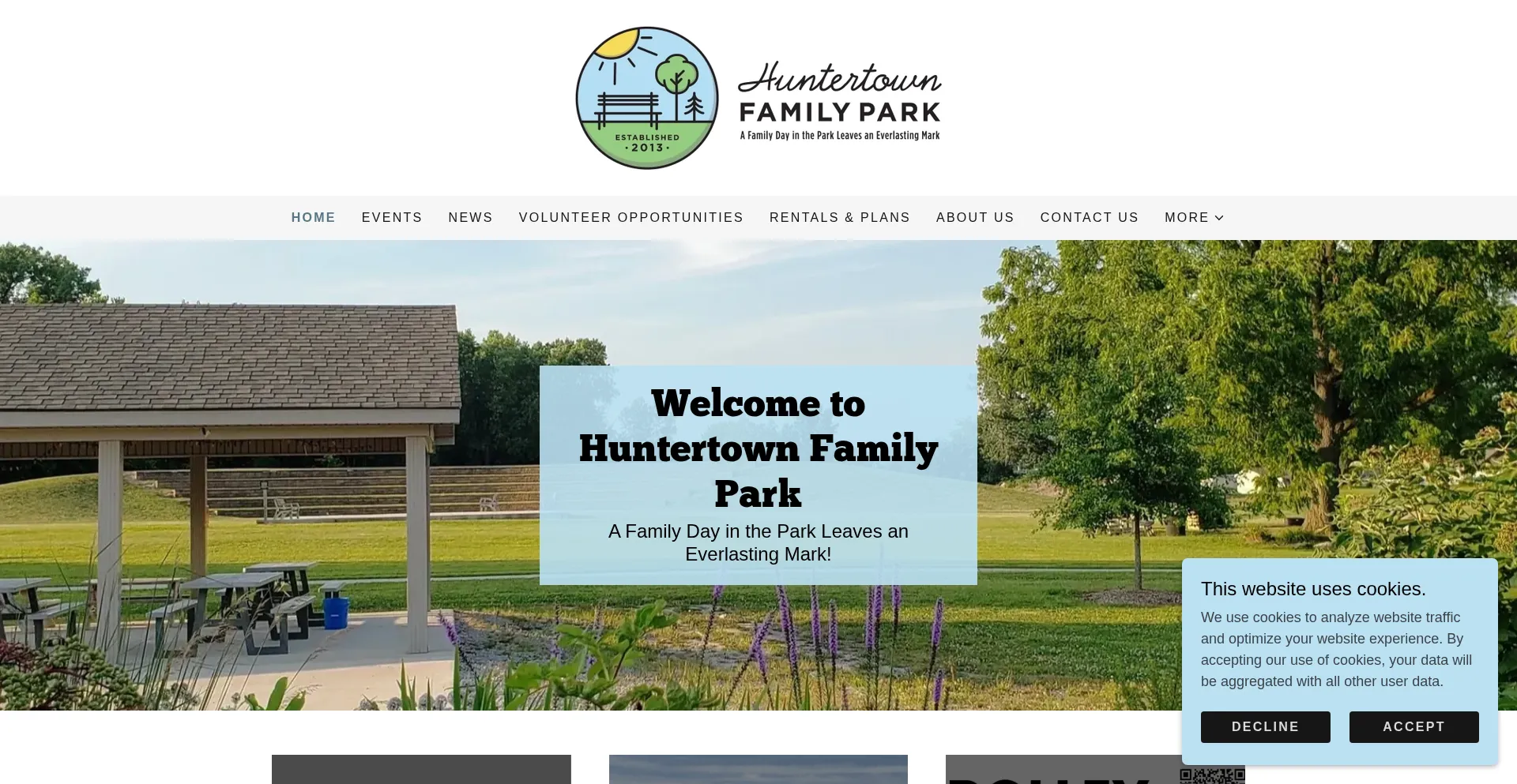 Website screenshot of Huntertownfamilypark.com