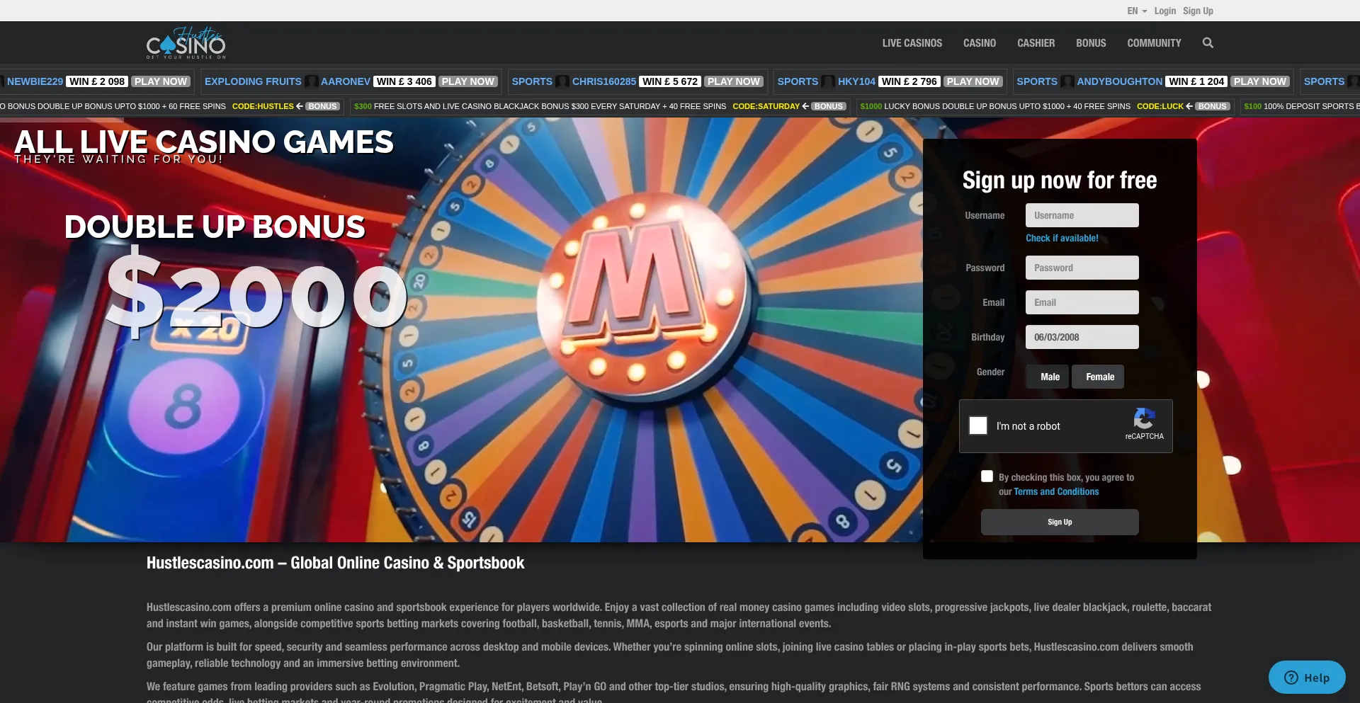 Hustlescasino.com