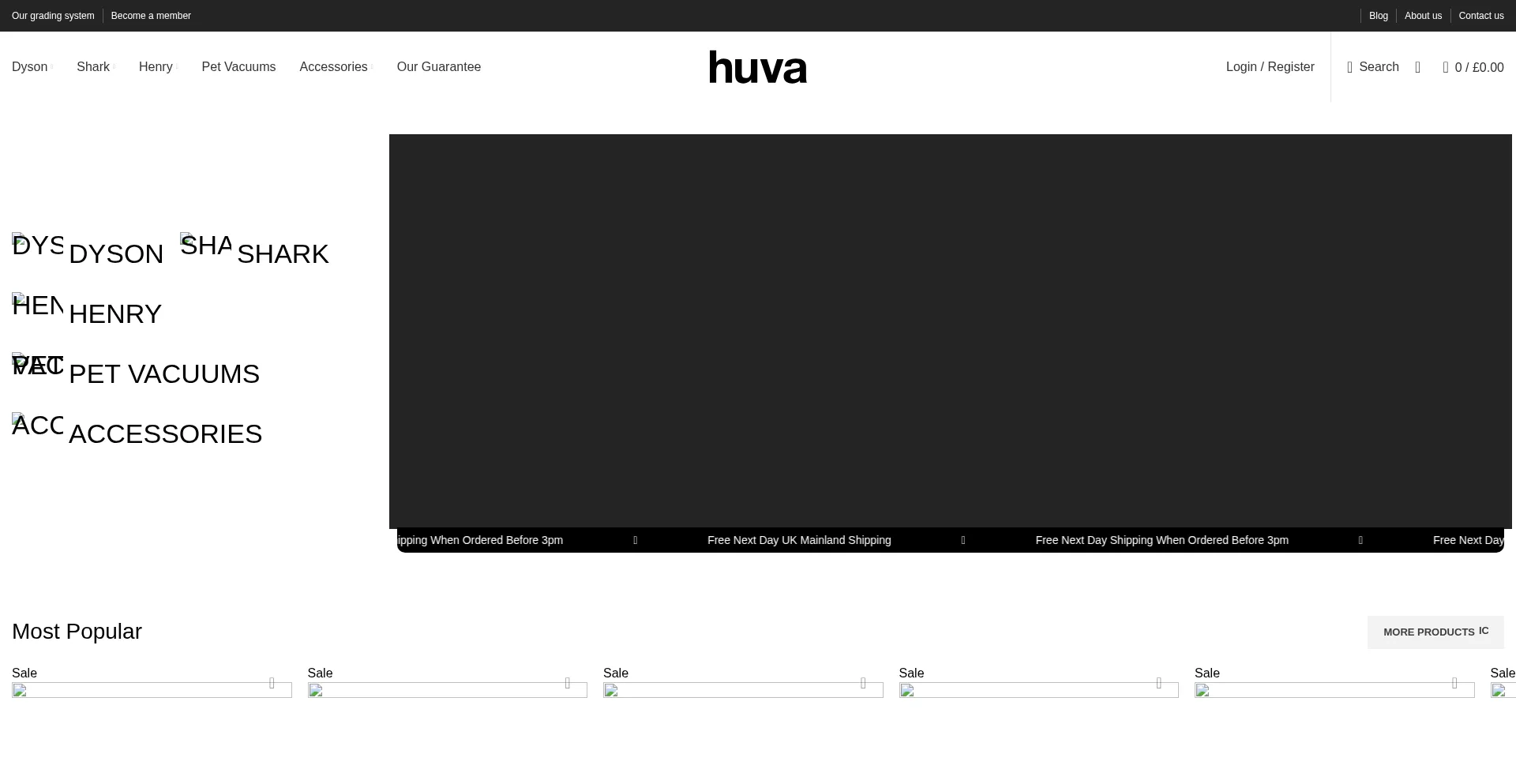 Website screenshot of Huva.uk