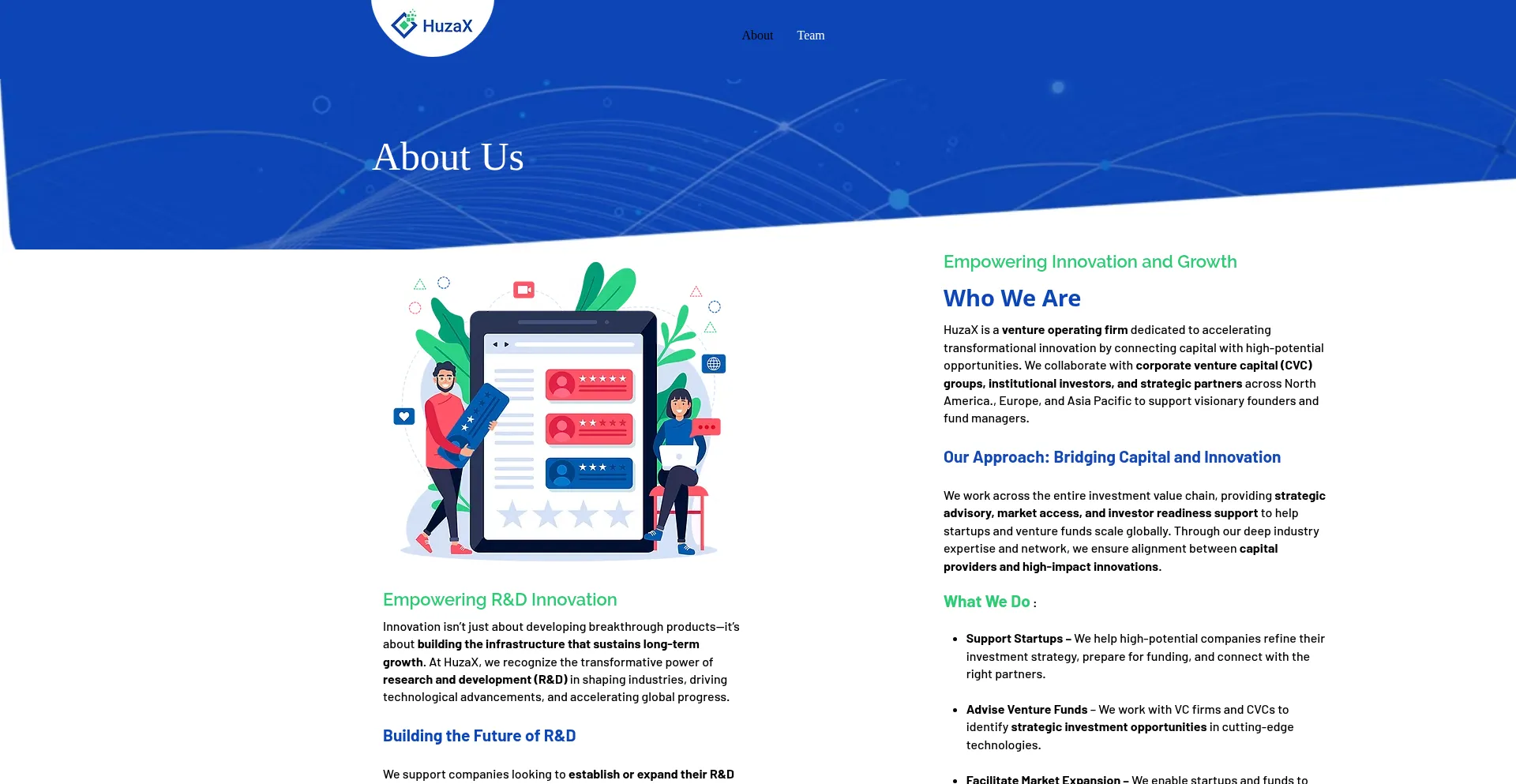 Website screenshot of Huzax.com
