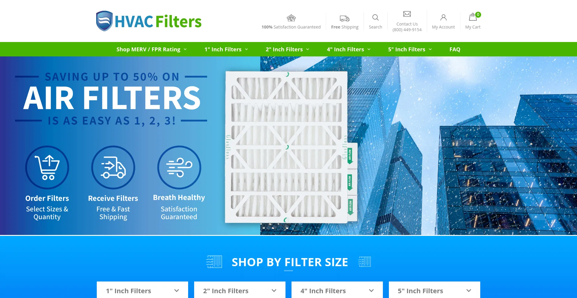 Website screenshot of Hvacfilters.com