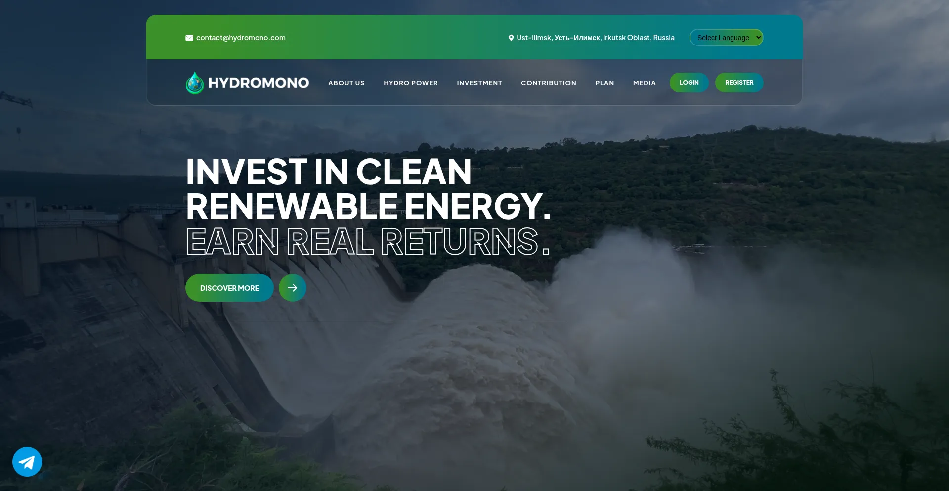 Website screenshot of Hydromono.com