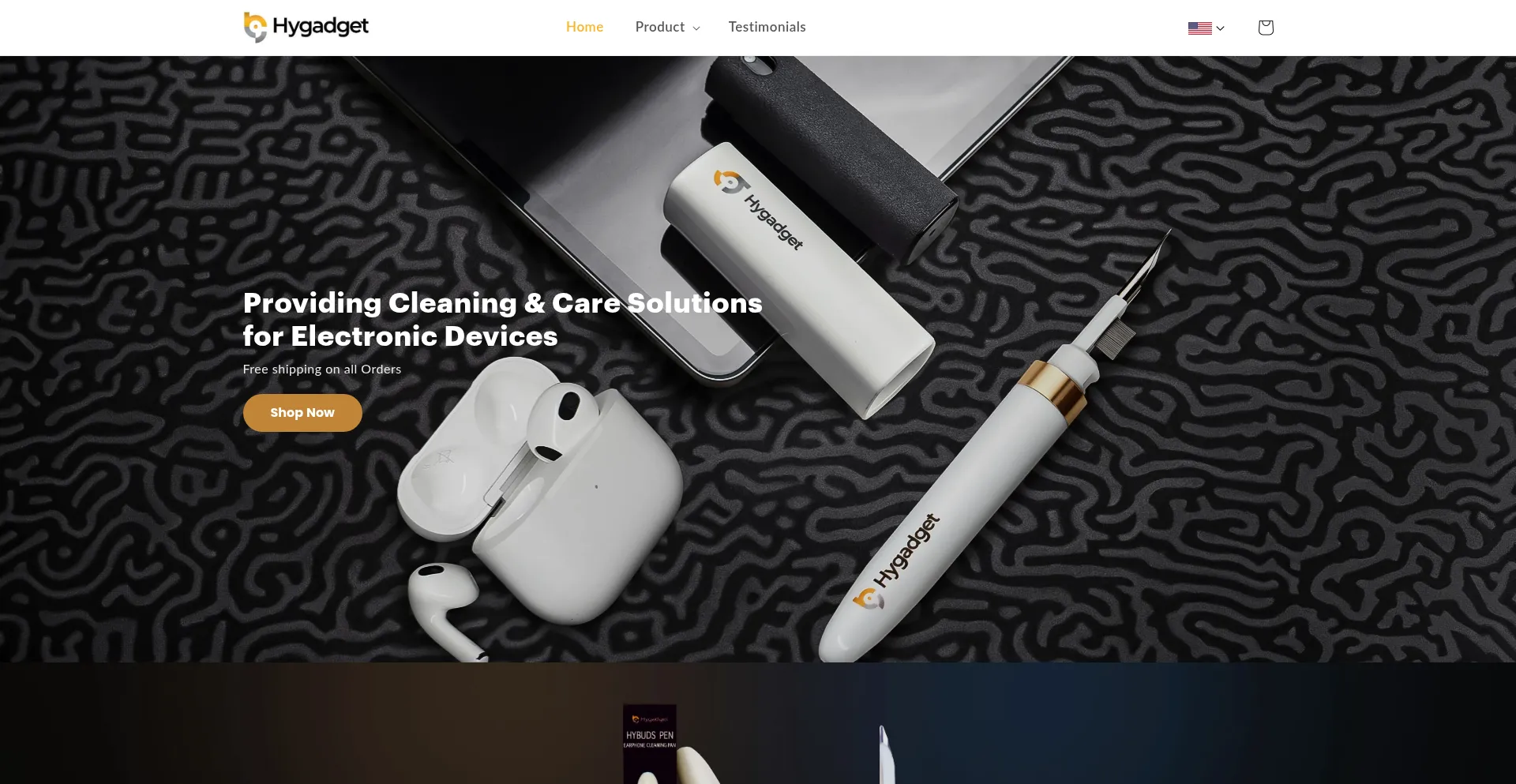 Website screenshot of Hygadget.com
