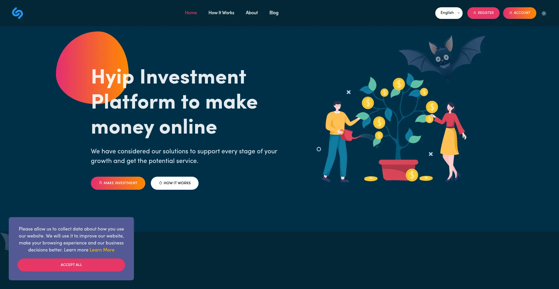Website screenshot of Hyiprio.tdevs.co