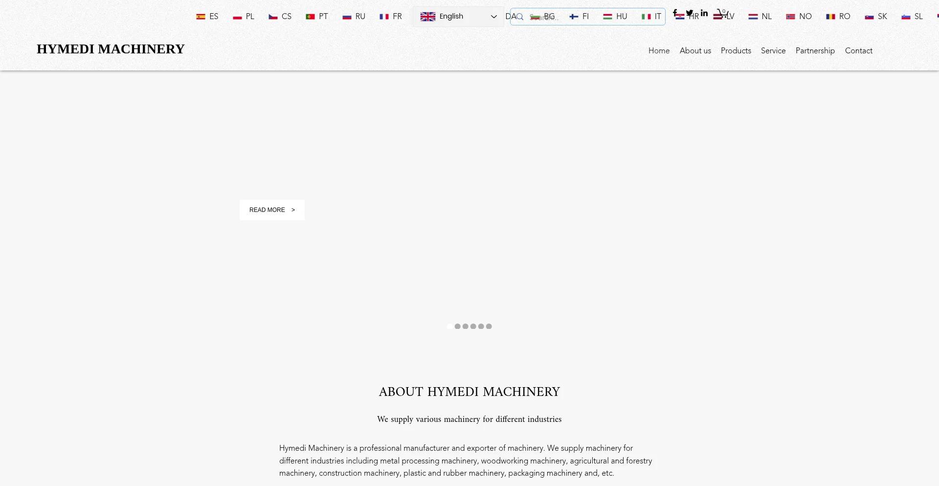 Website screenshot of Hymedimachinery.com