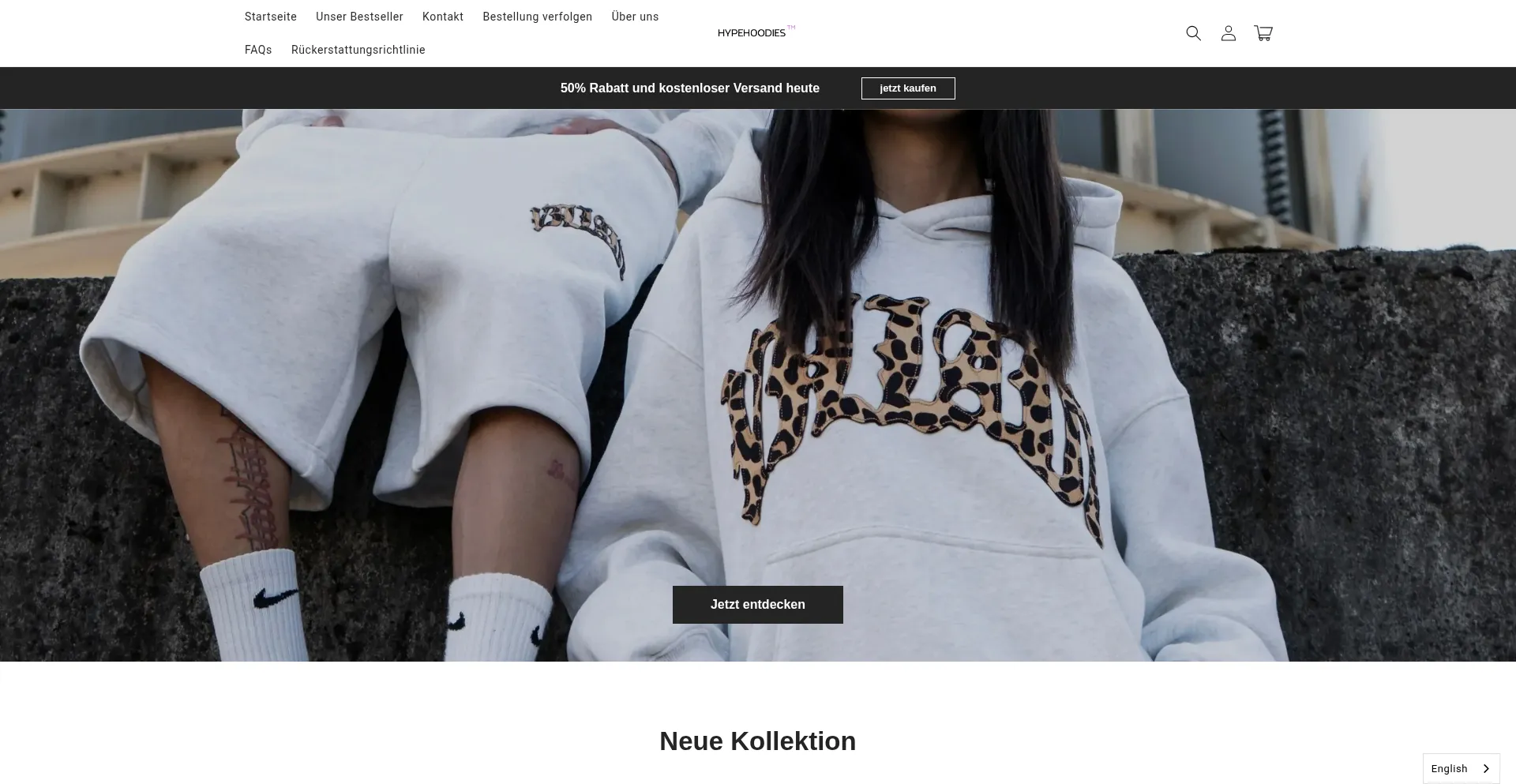 Website screenshot of Hype-hoodies.com