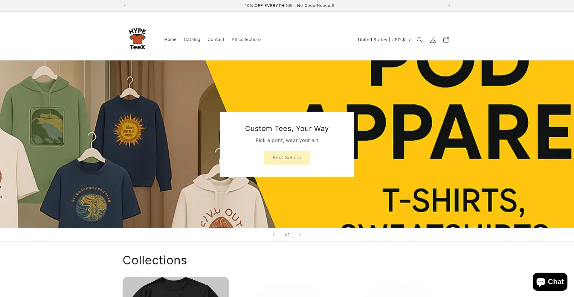 Website screenshot of Hypeteex.com