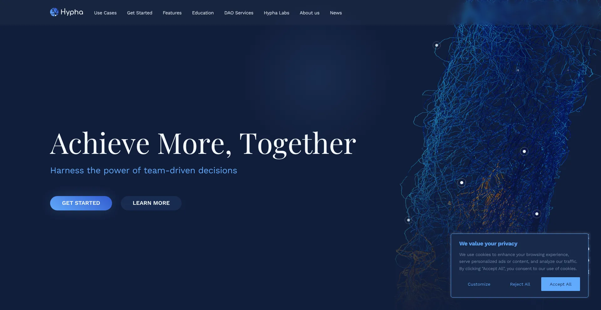 Website screenshot of Hypha.earth