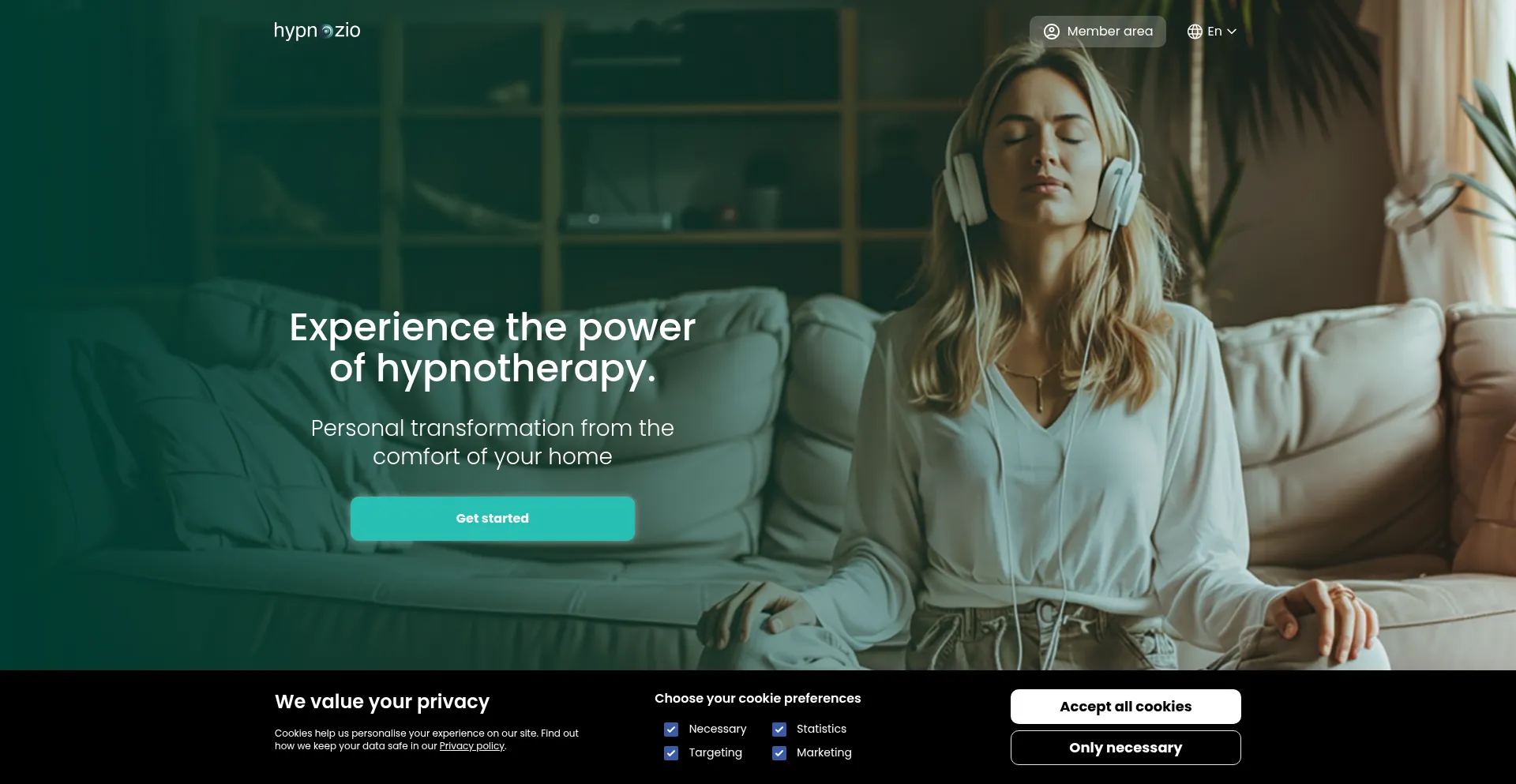 Website screenshot of Hypnozio.com