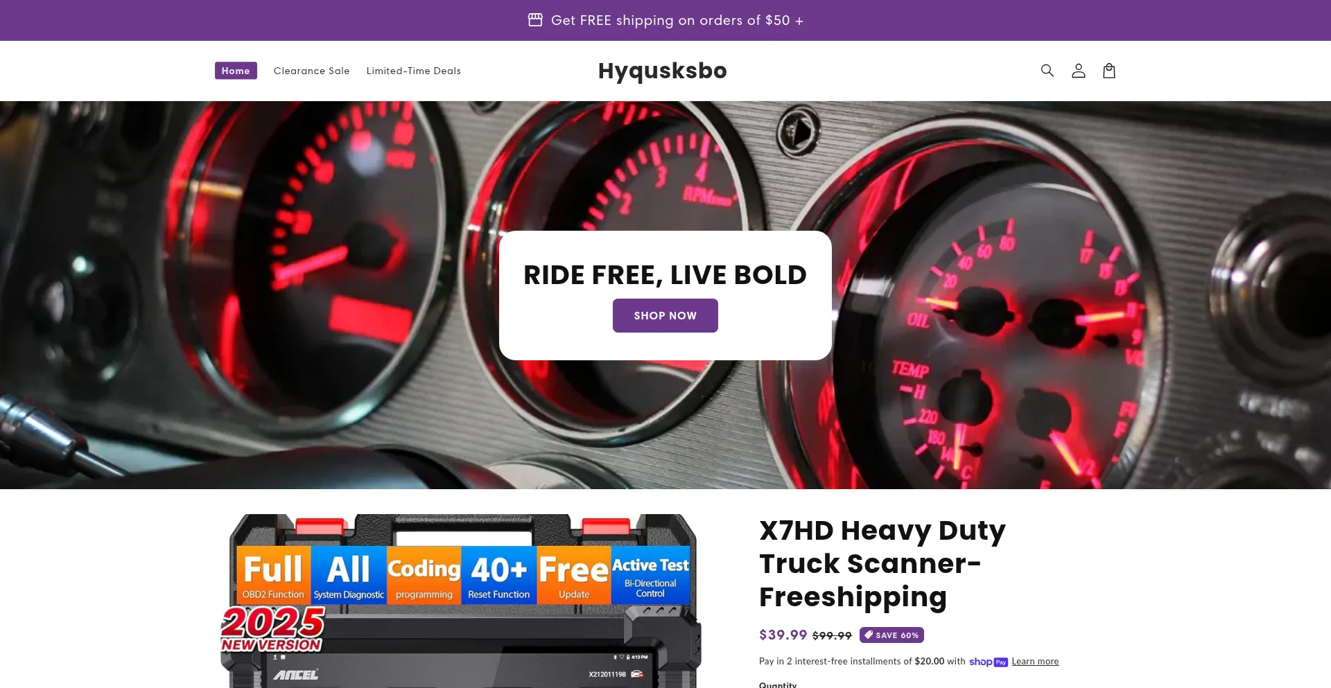 Website screenshot of Hyqusksbo.com