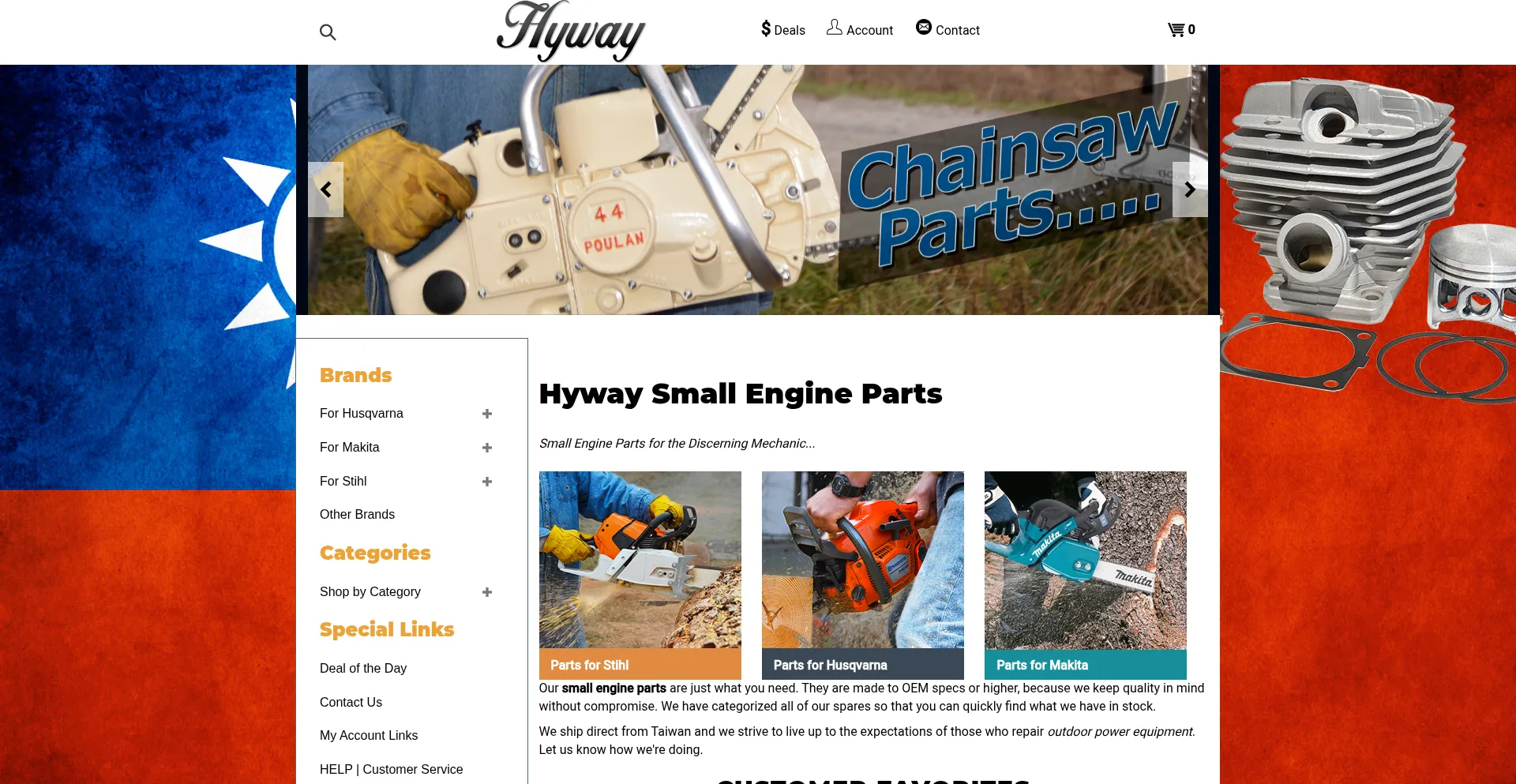 Website screenshot of Hywayparts.com