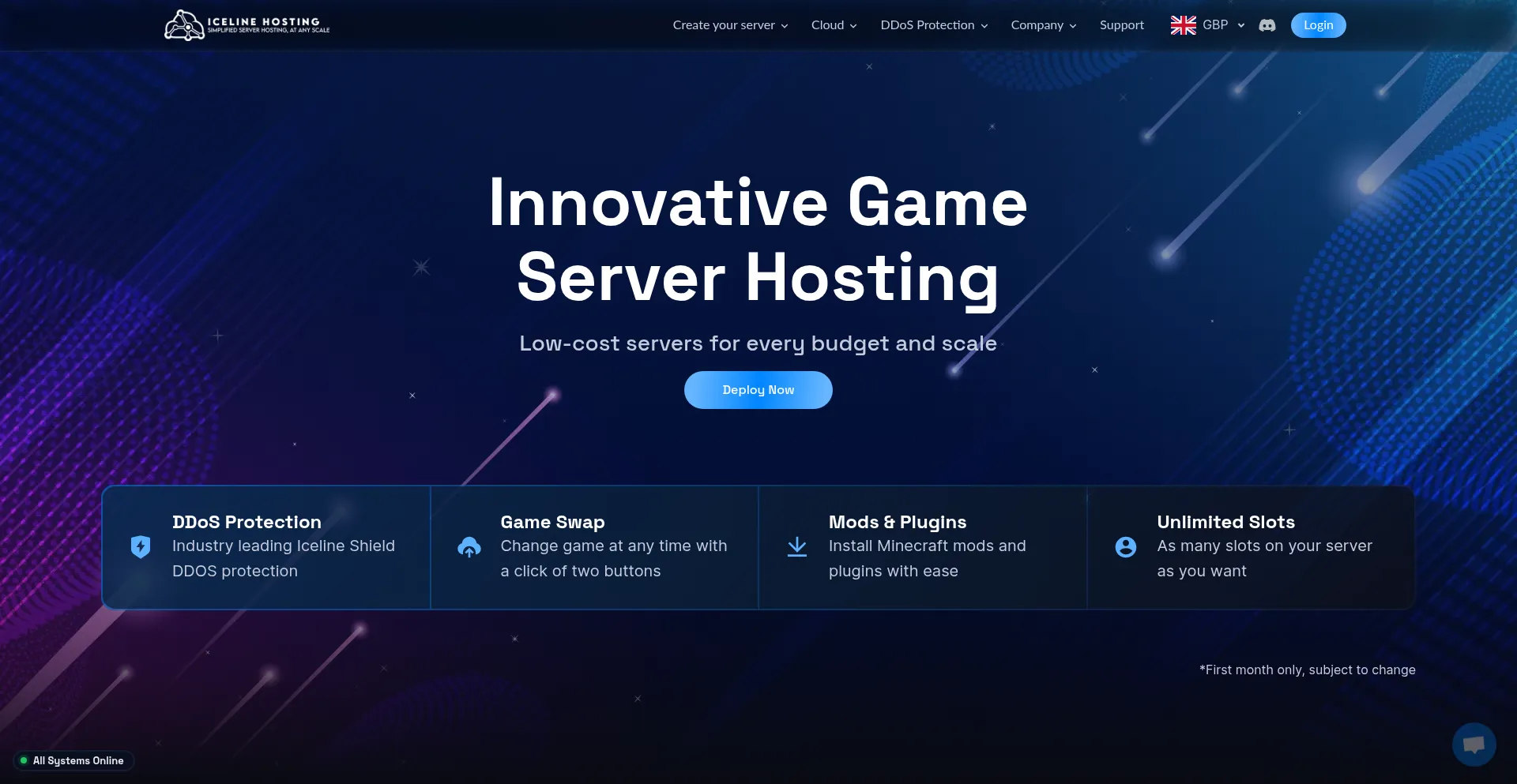 Website screenshot of Iceline-hosting.com