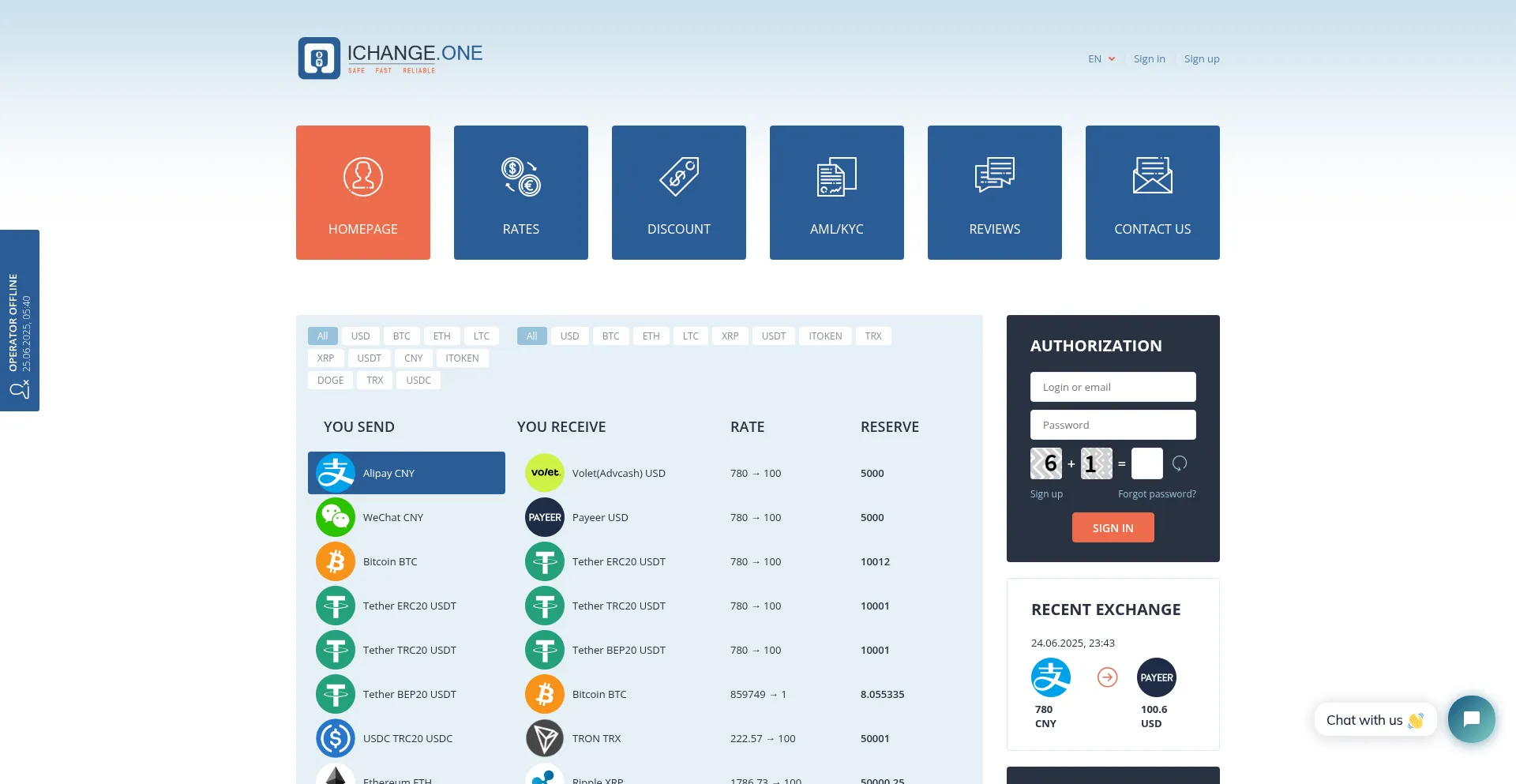 Website screenshot of Ichange.one