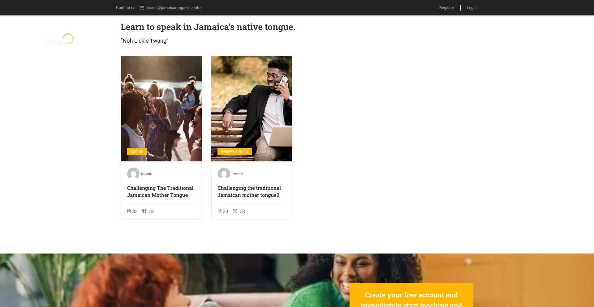 Website screenshot of Iconicjamaicamagazine.com