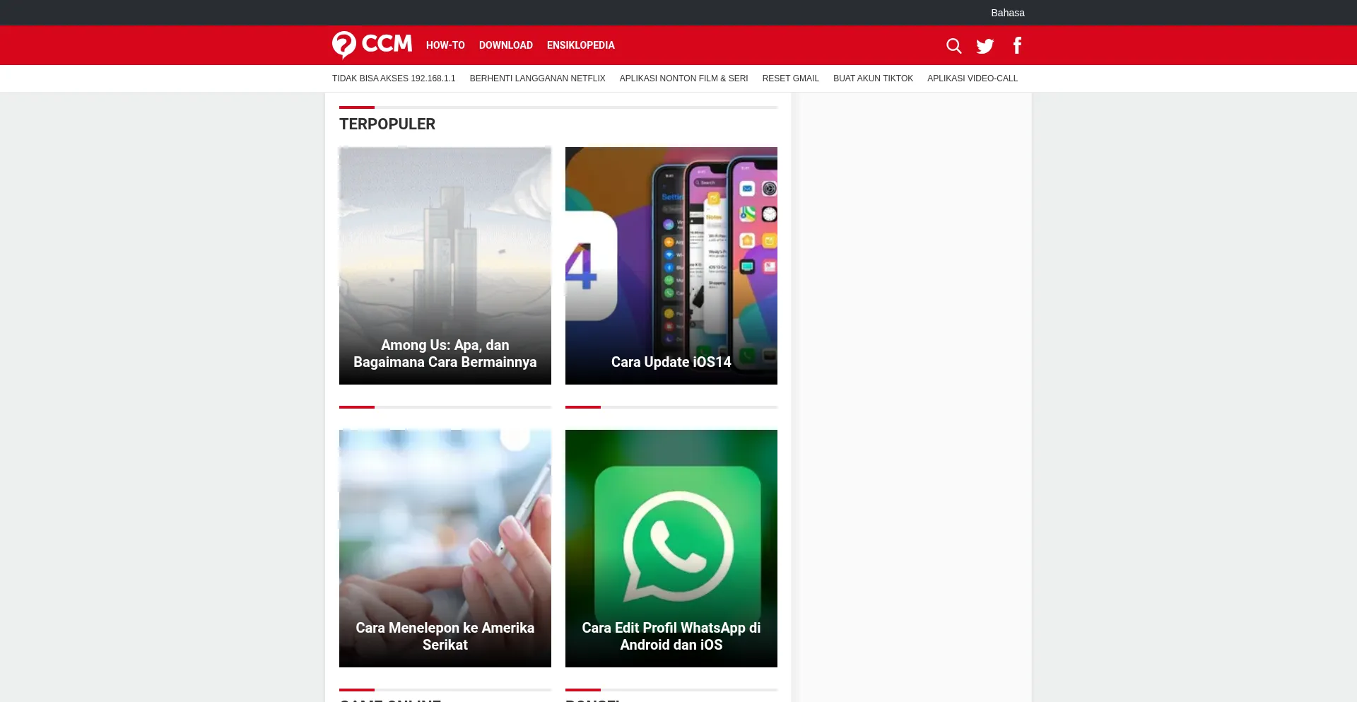 Website screenshot of Id.ccm.net