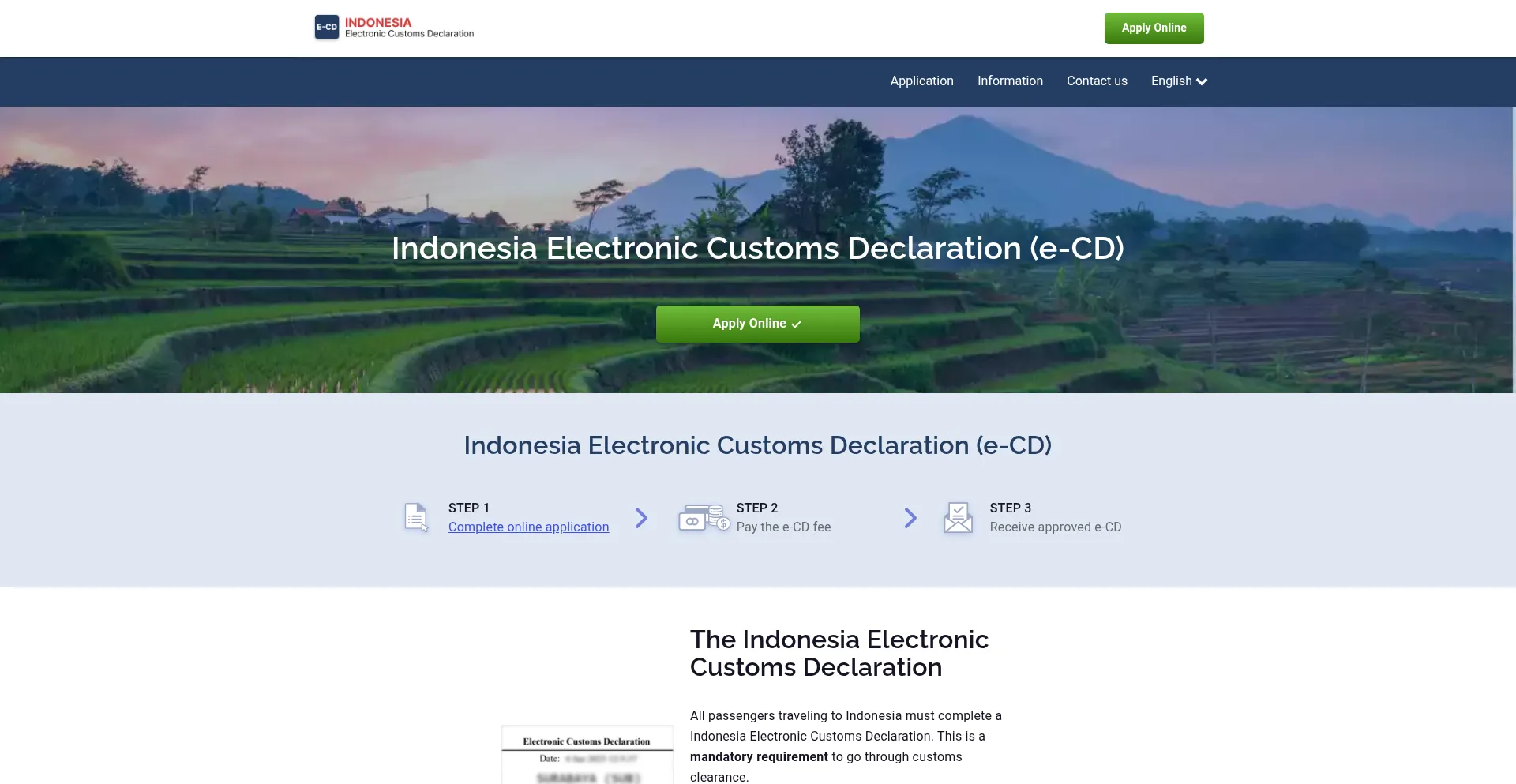 Website screenshot of Id-electronicdeclaration.com