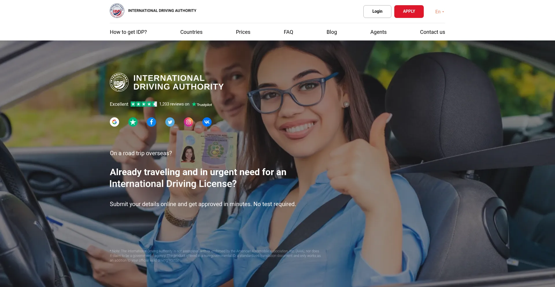 Website screenshot of Idadepartment.com