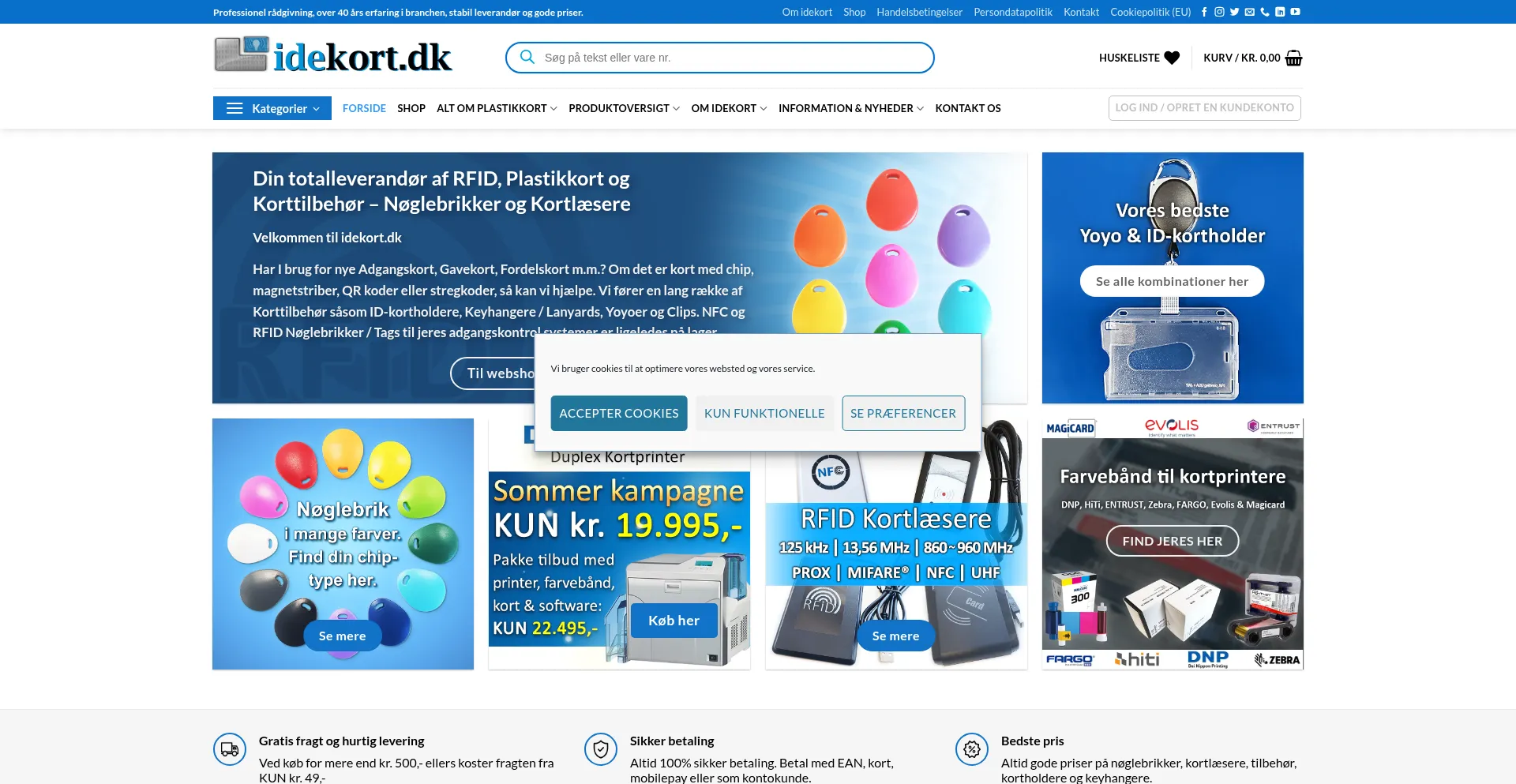 Website screenshot of Idekort.dk