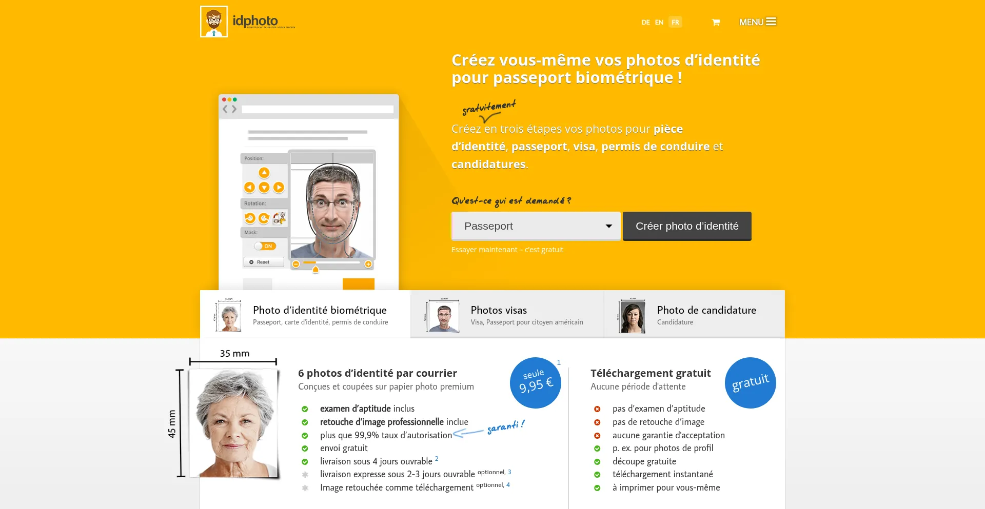 Website screenshot of Idphoto.app