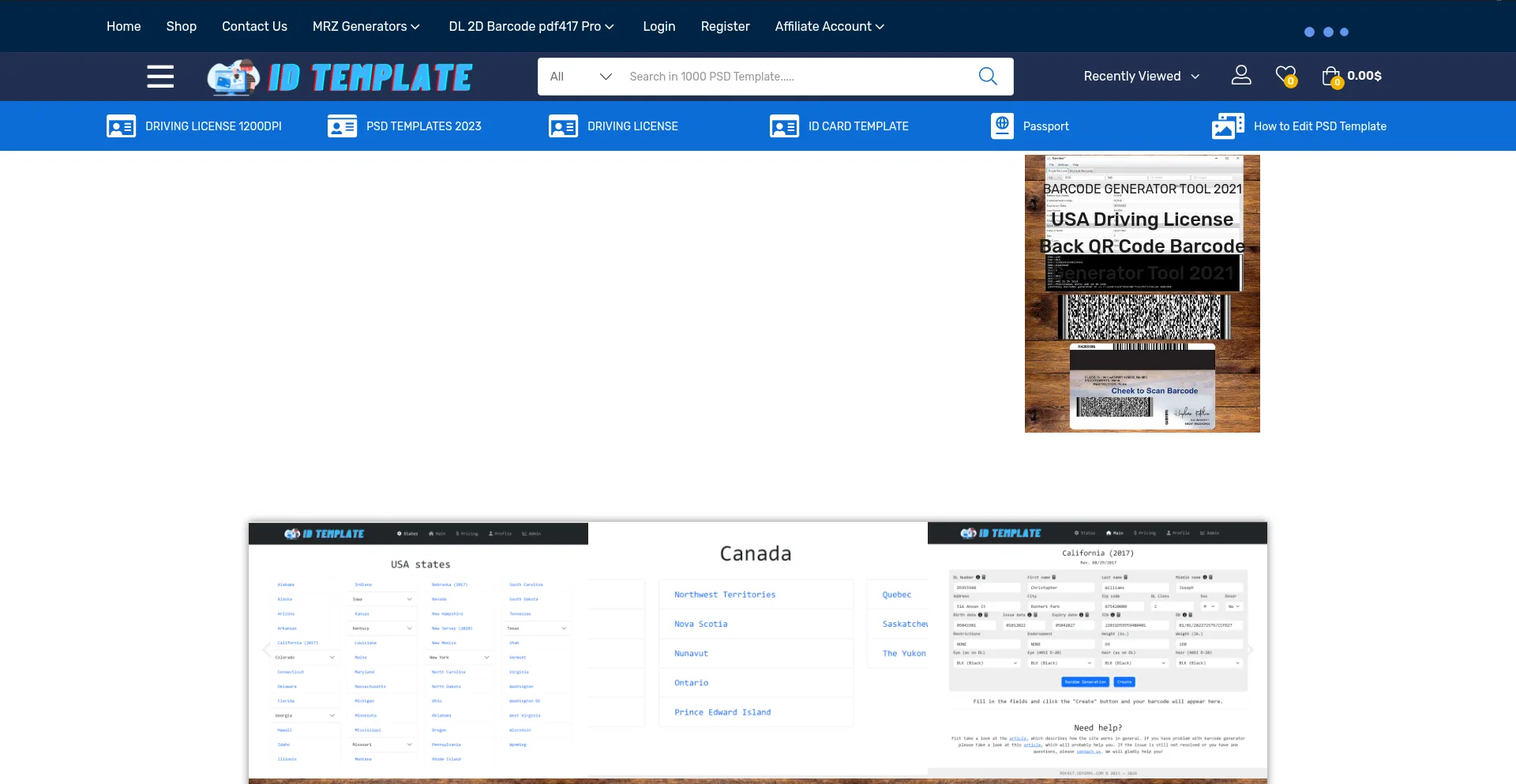 Website screenshot of Idtempl.com
