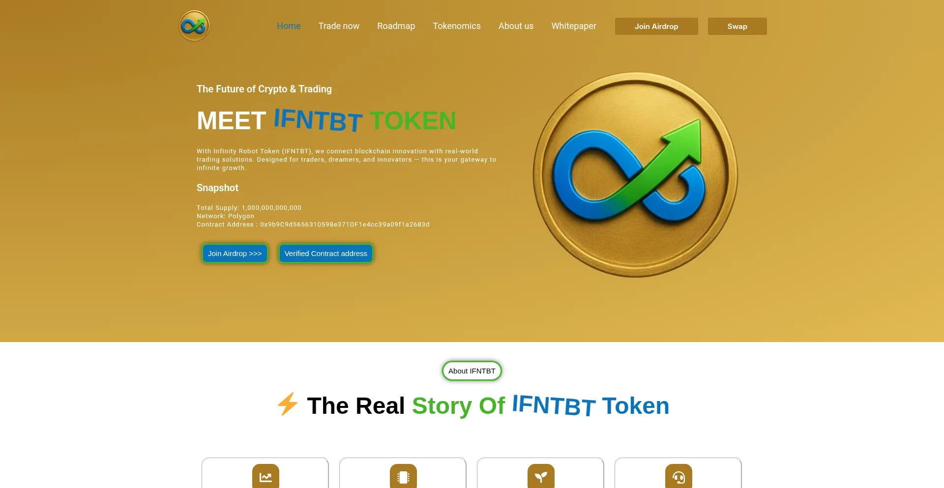 Website screenshot of Ifntbttoken.com