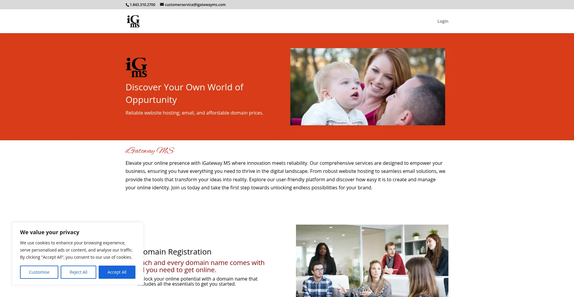Website screenshot of Igatewayms.com